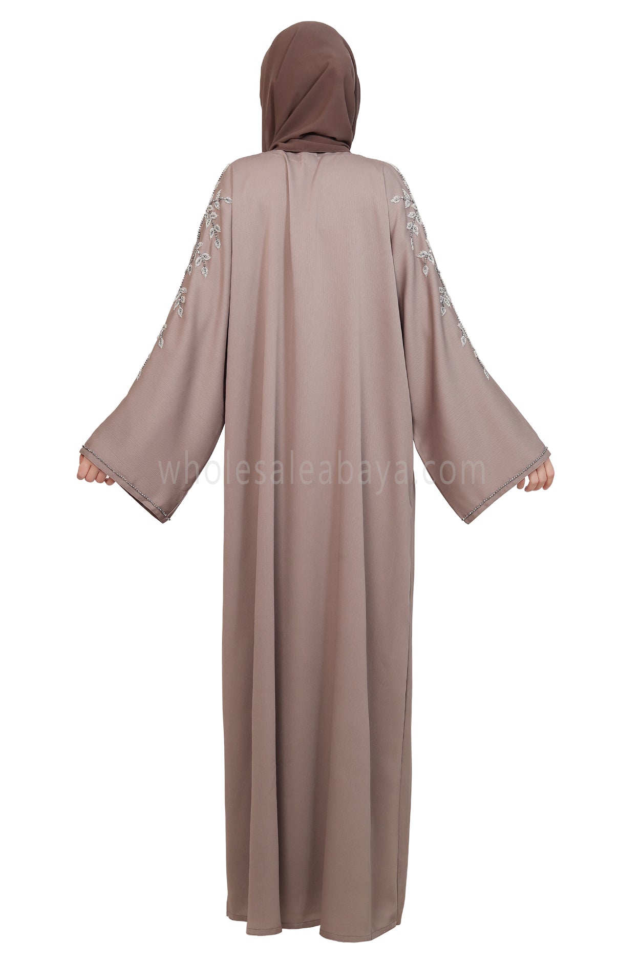 Open Abaya Style With Leaf Handwork