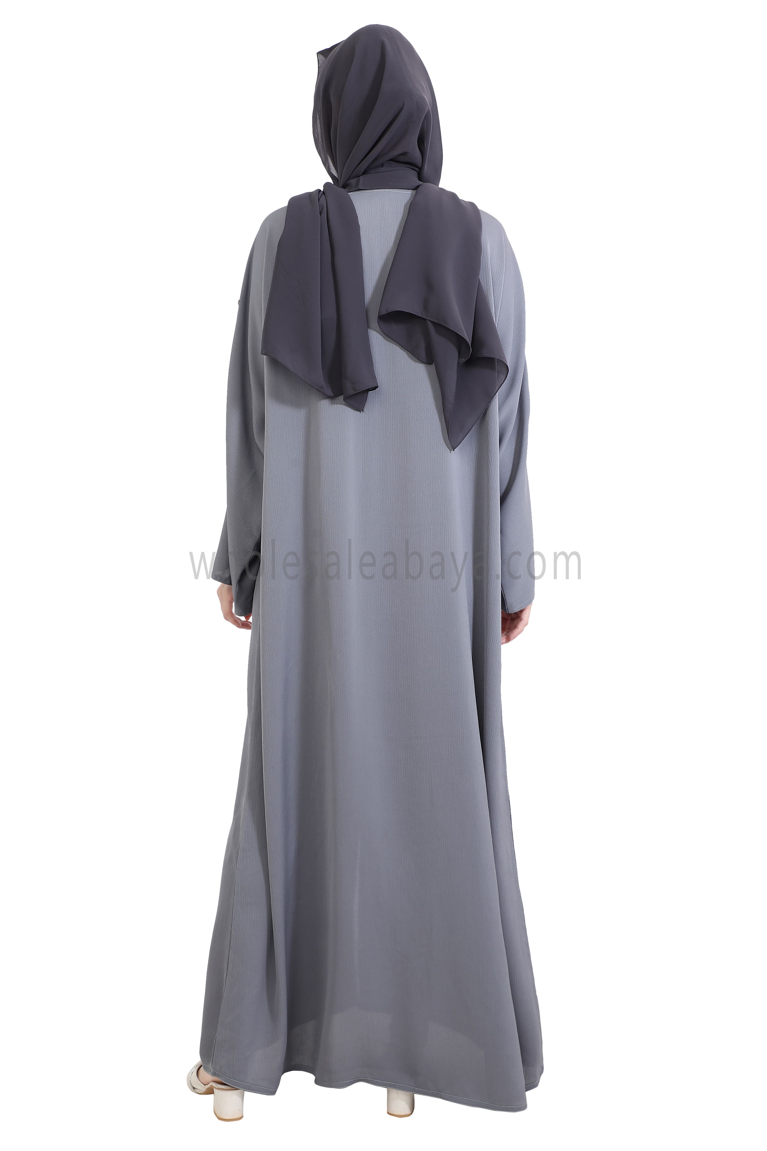 Open Abaya Style With Floral and Leaf Handwork