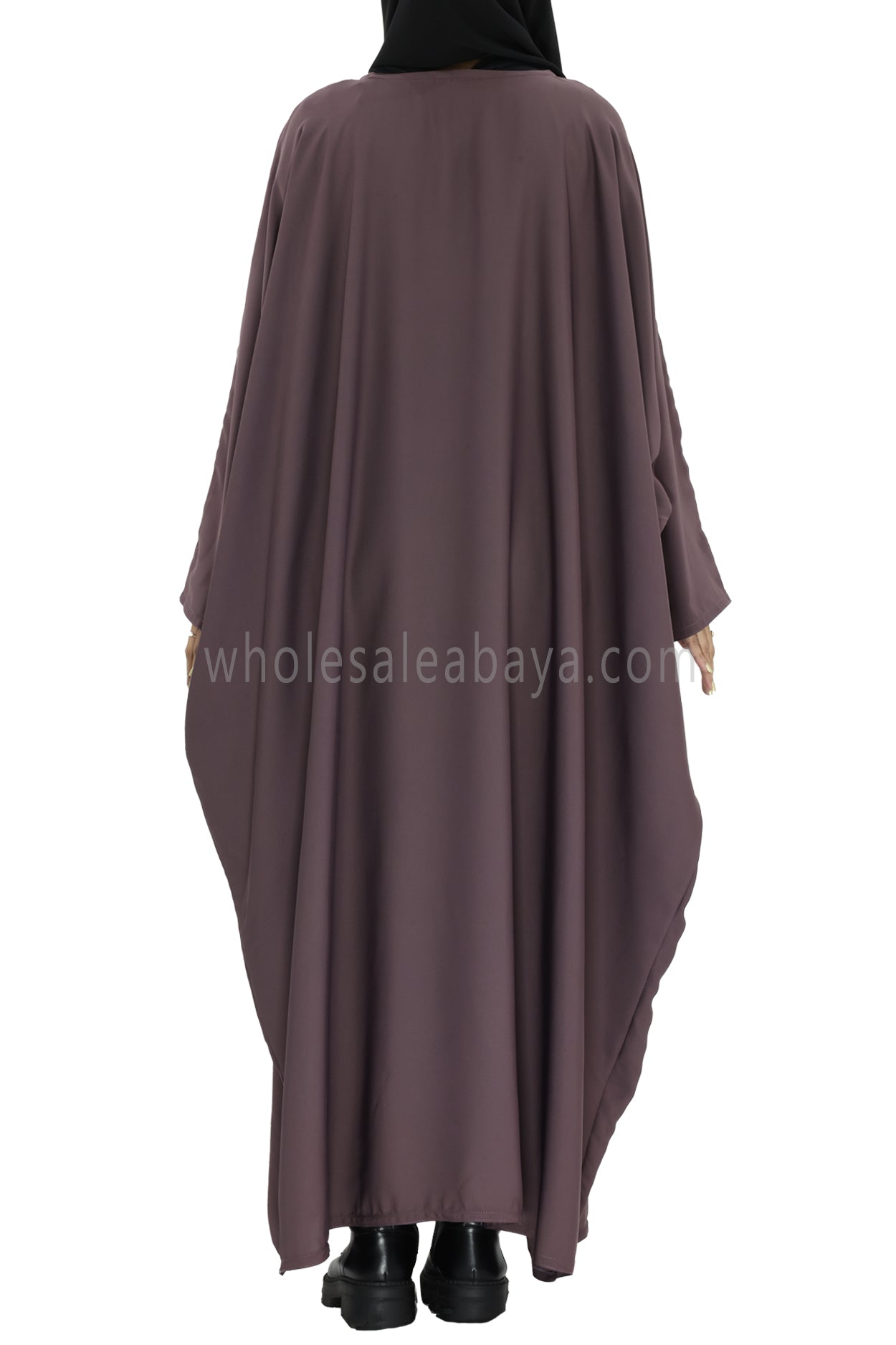 Plain Closed Butterfly Abaya With Inner Belt Mauve Colour