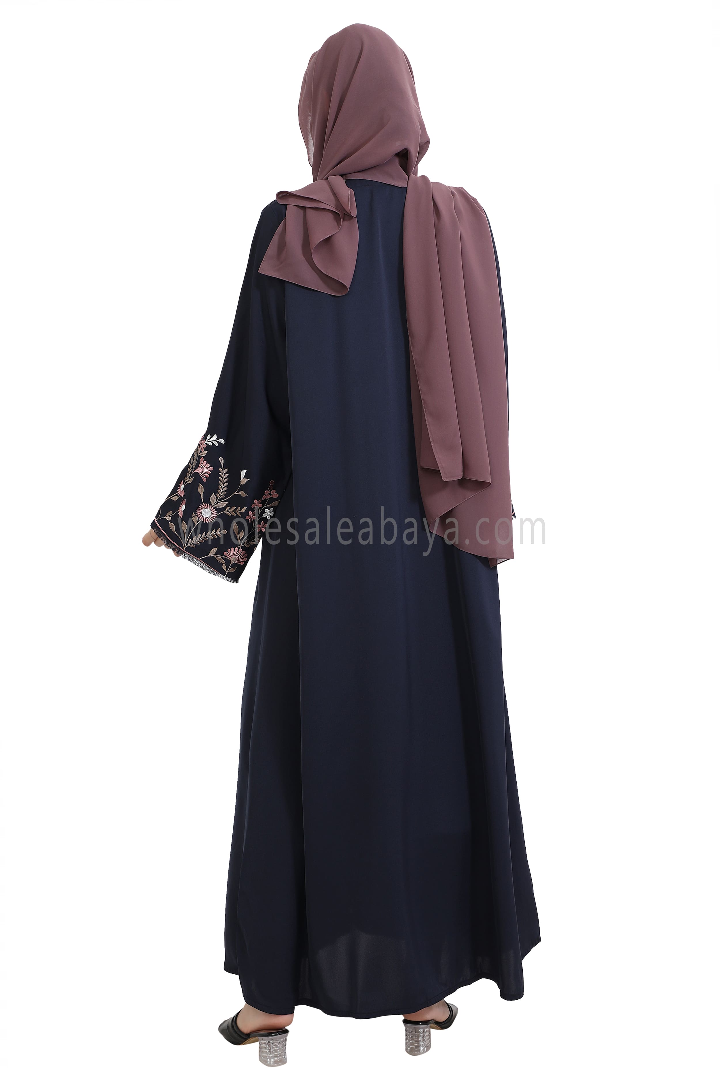 Nida Open Abaya With Embroidered Sleeves