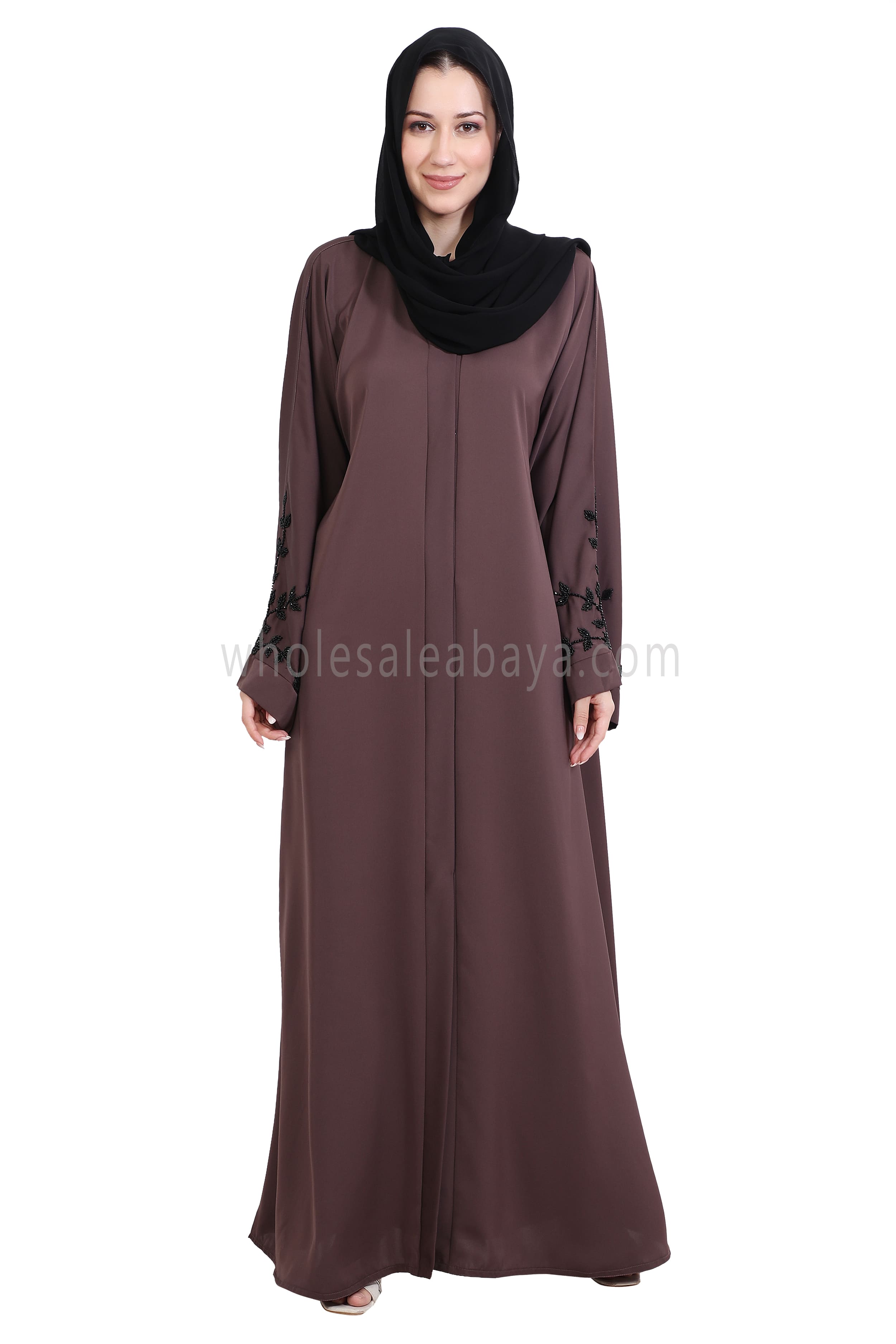Open Abaya With Handwork Sleeves
