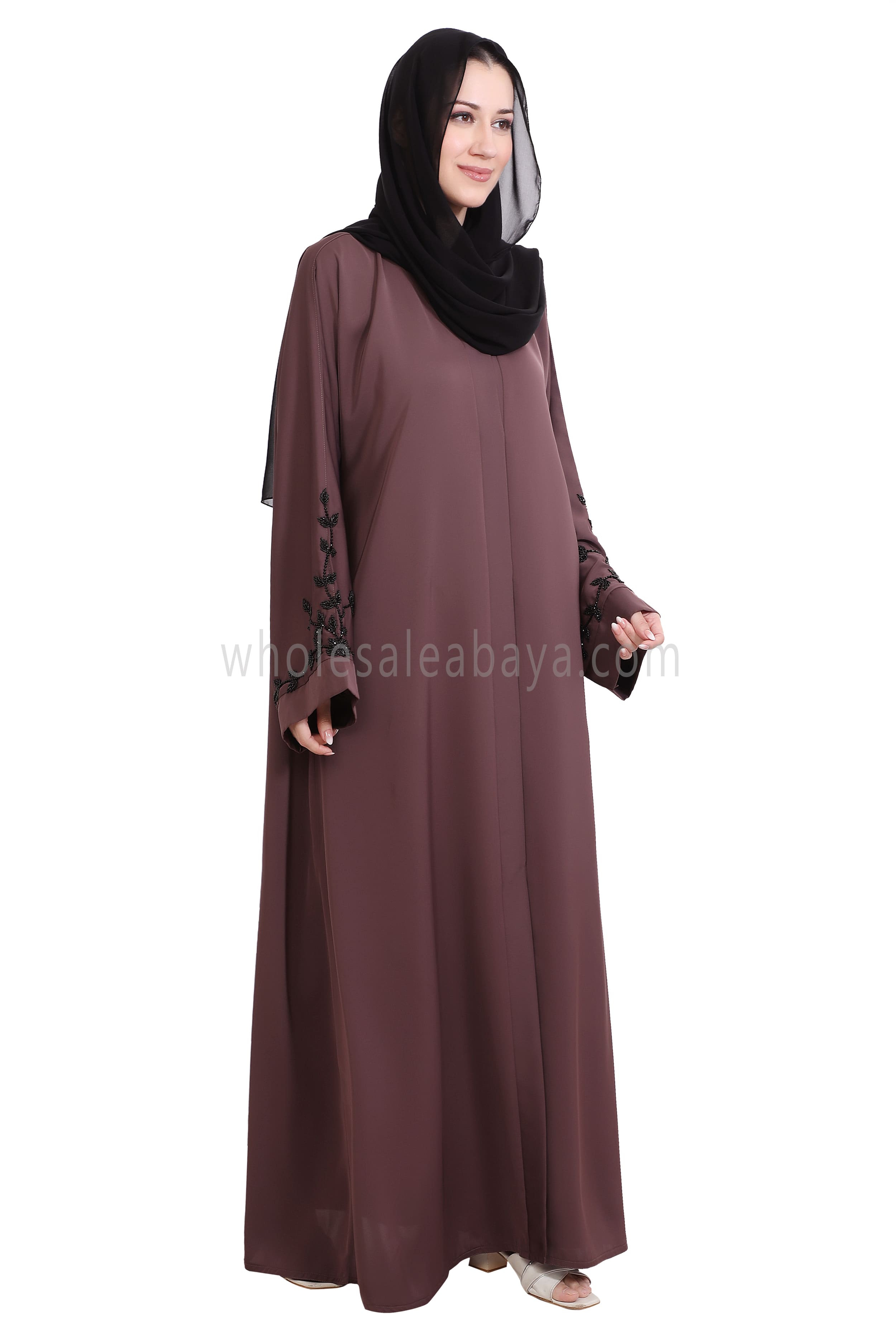 Open Abaya With Handwork Sleeves