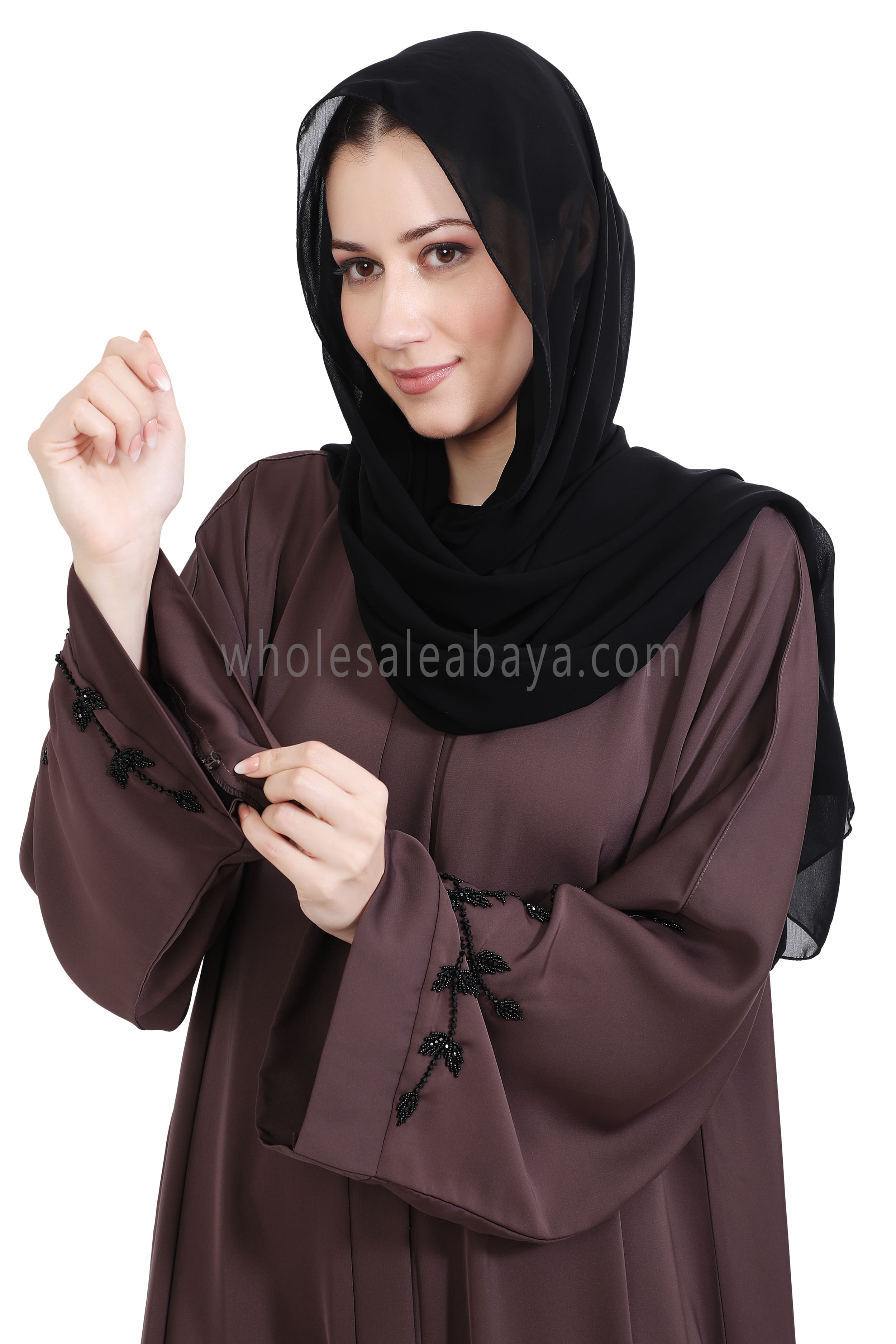 Open Abaya With Handwork Sleeves