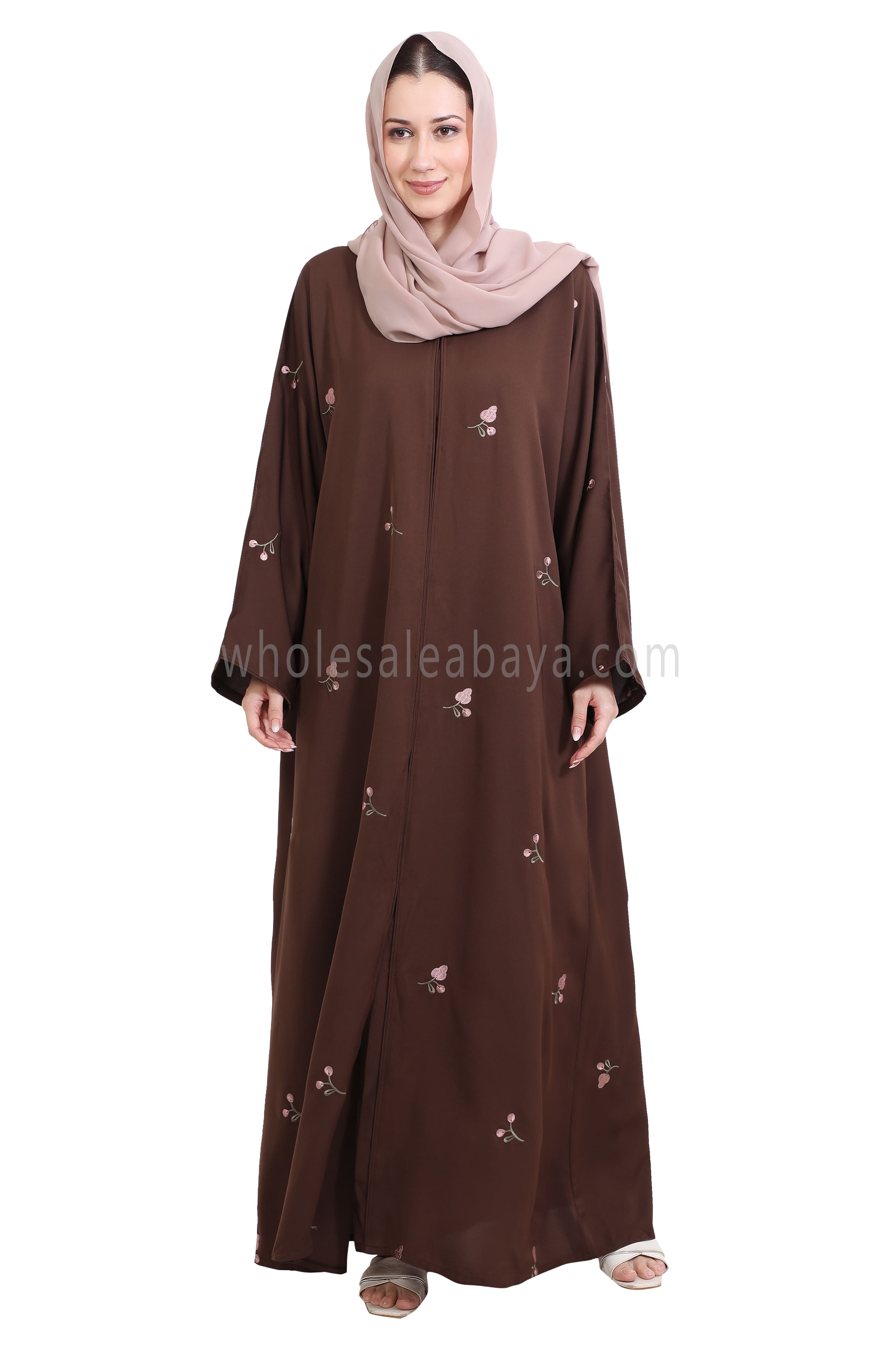 Open Abaya With Motif Embroidery