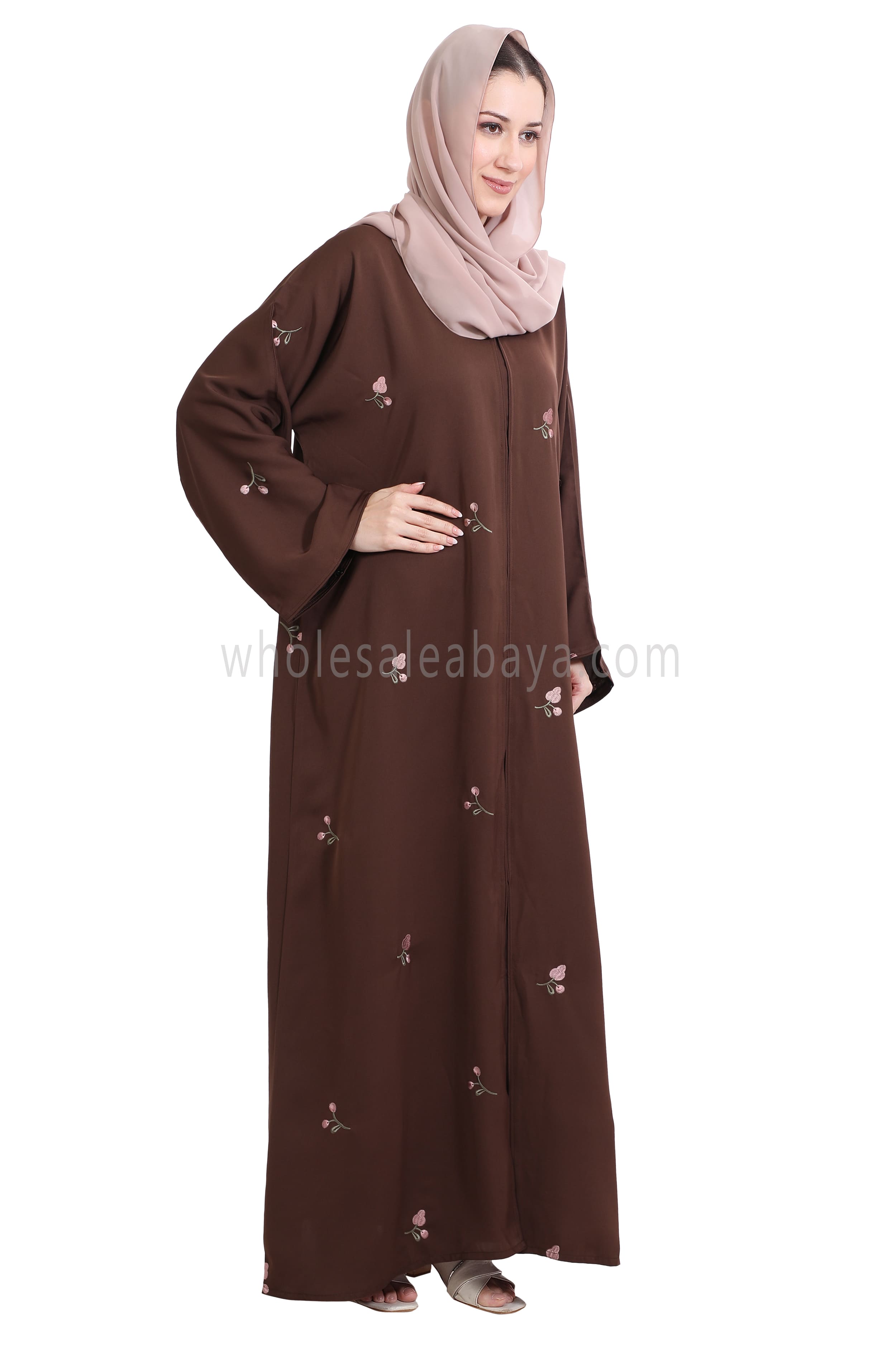 Open Abaya With Motif Embroidery