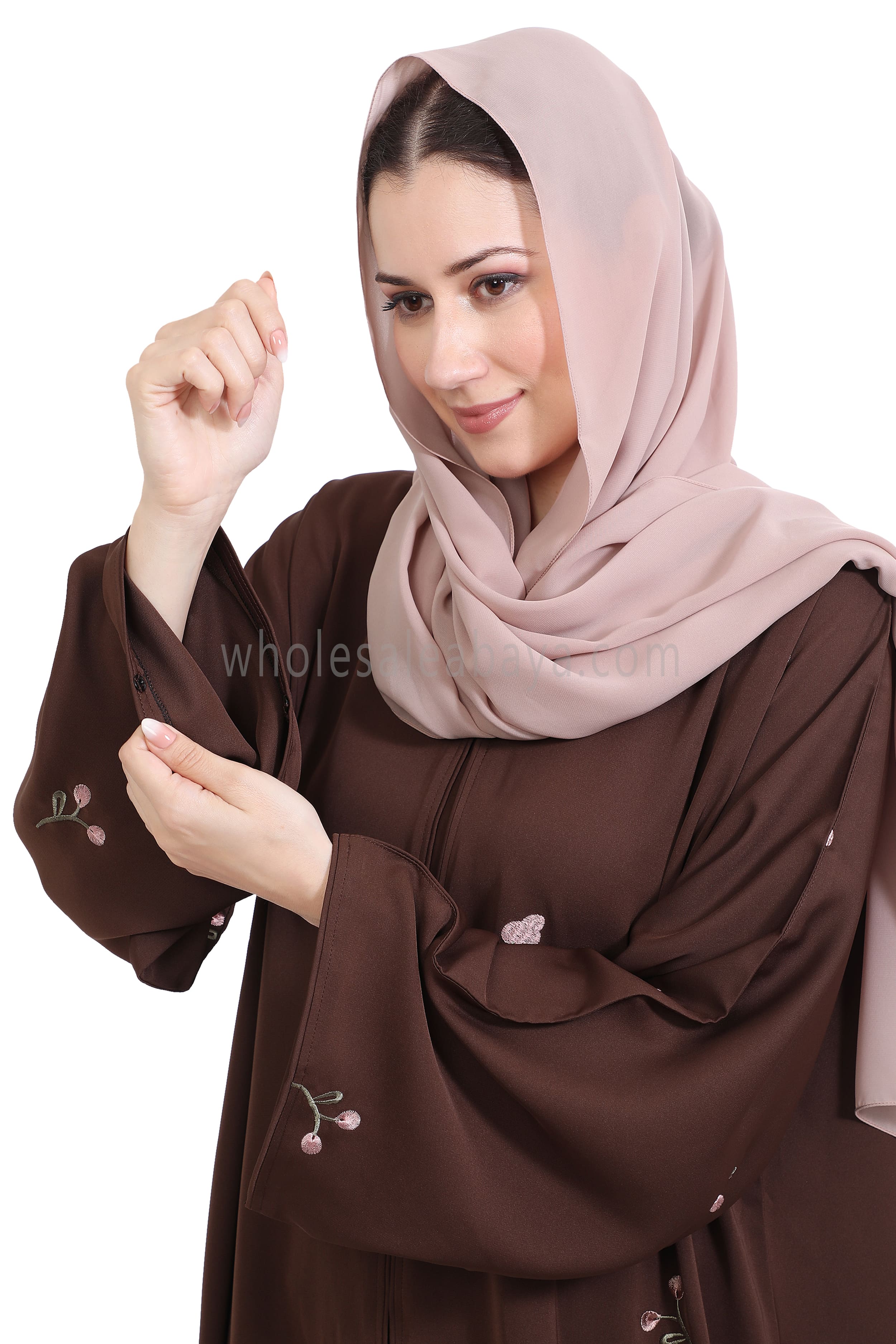 Open Abaya With Motif Embroidery