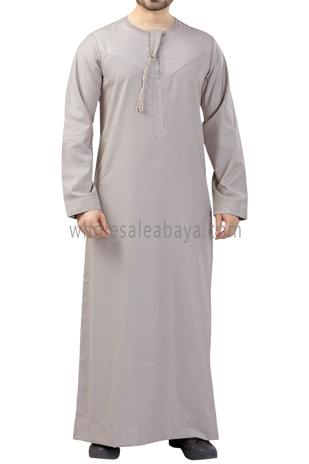 Premium Embroidered Omani Tassel Stone Beige