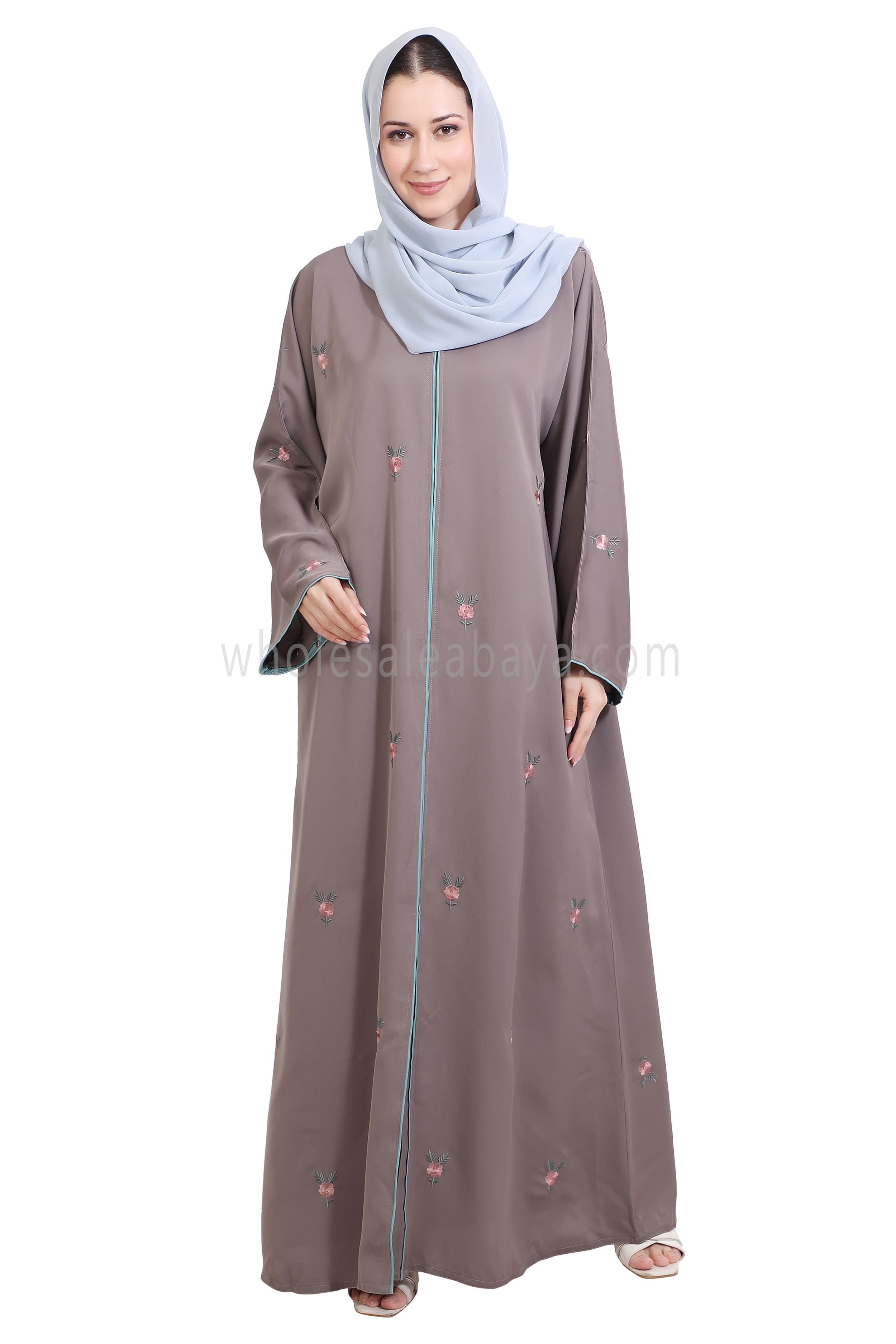 Open Abaya With Motif Embroidery