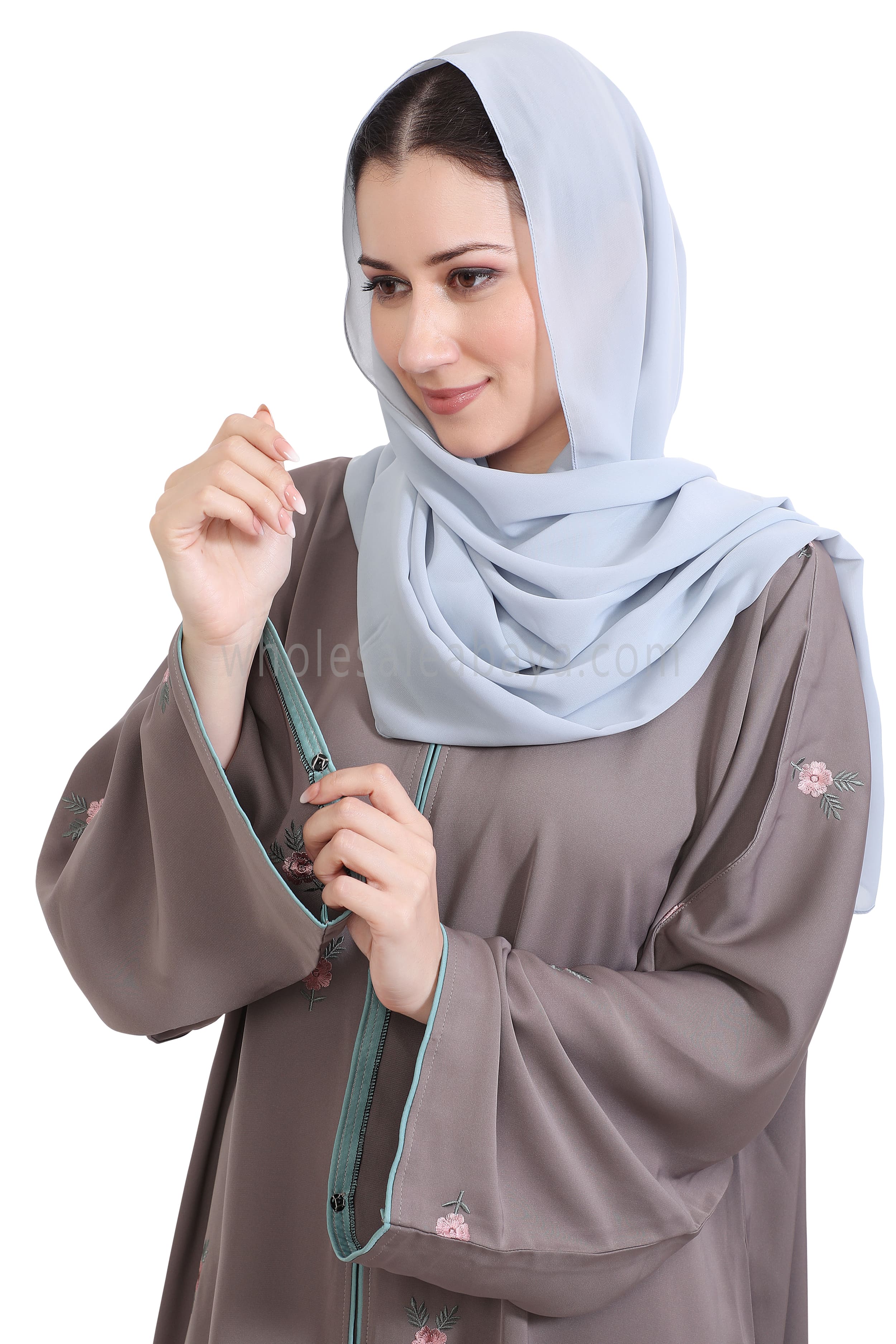 Open Abaya With Motif Embroidery