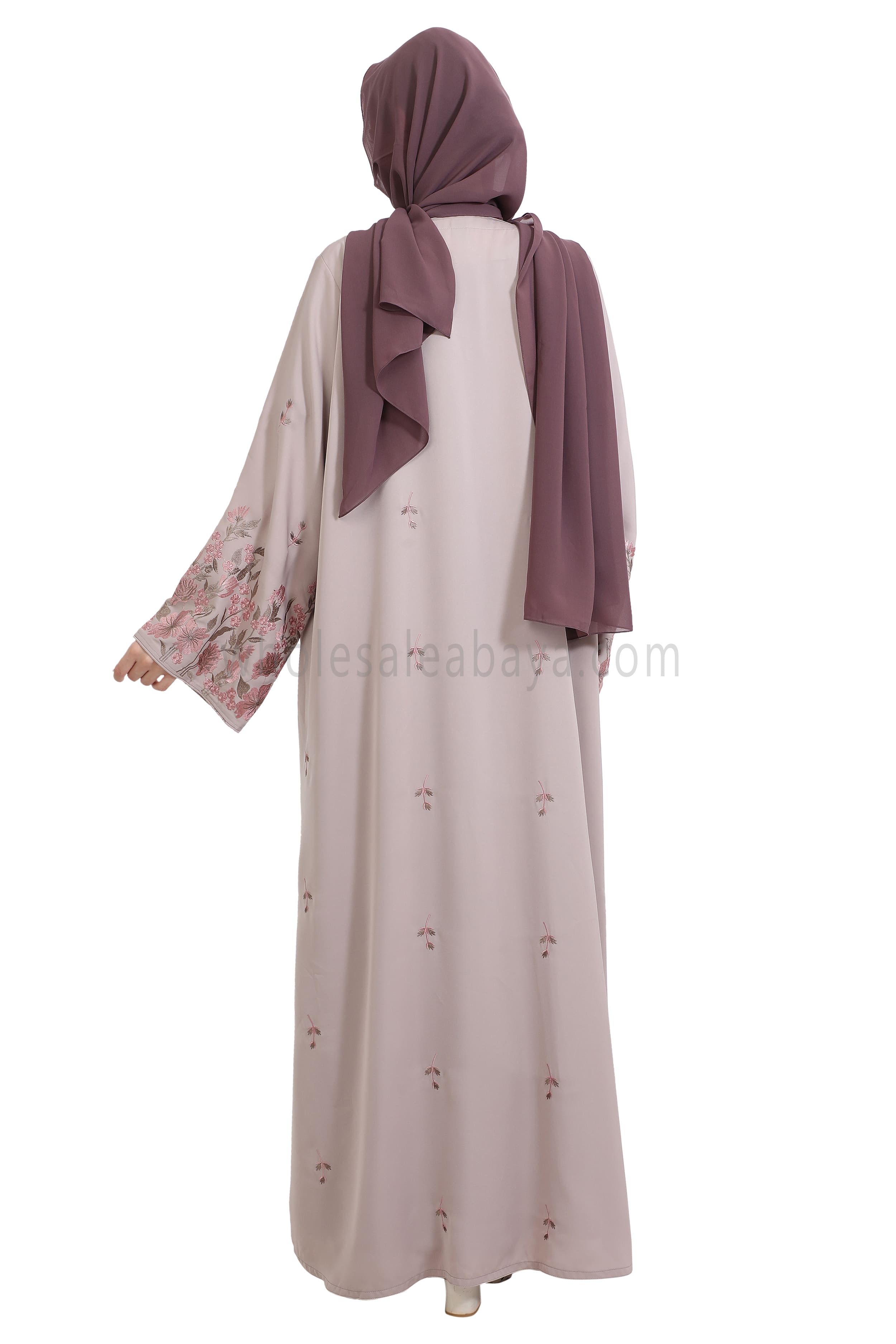 Nida Open Abaya With Motif Embroidery And Embroidered Sleeves