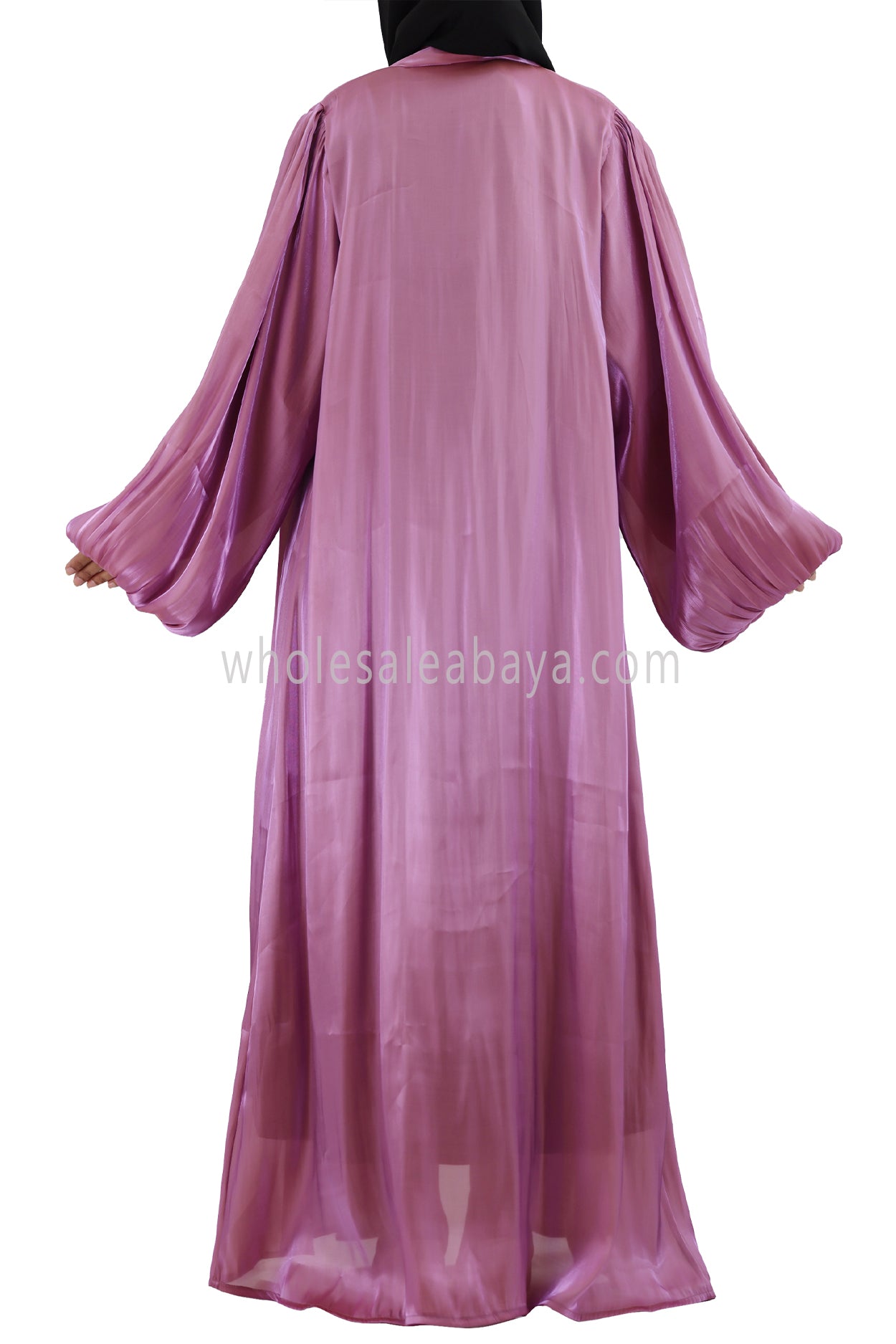 Women's Premium Organza Abaya With Balloon Sleeves Bubblegum Pink