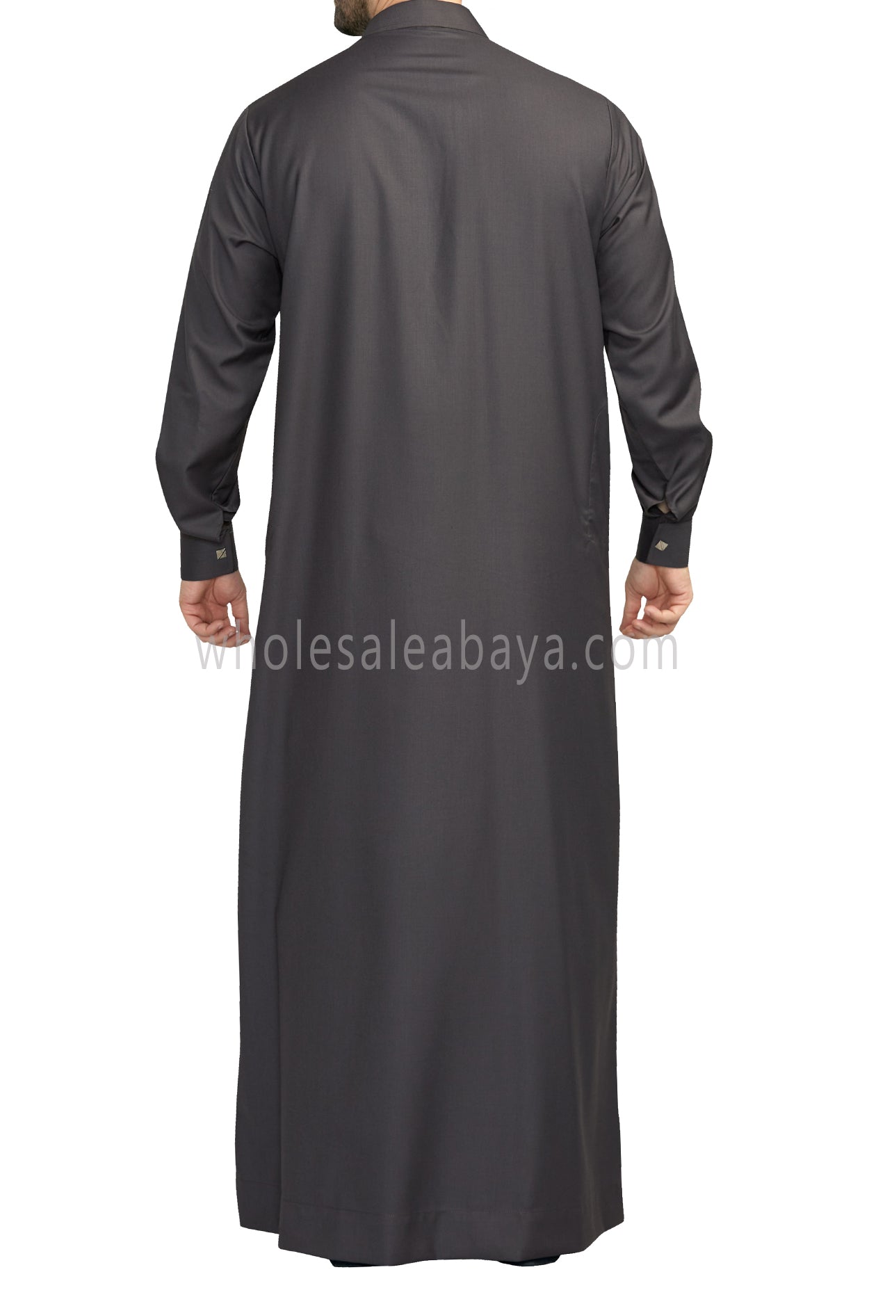 Plain Collar Thoube With Designer Buttons Charcoal Grey