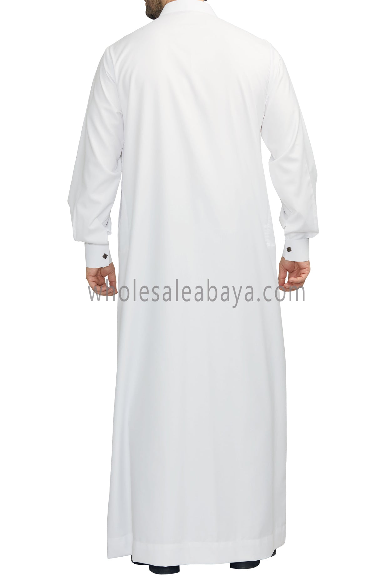 Plain Collar Thoube With Designer Buttons White
