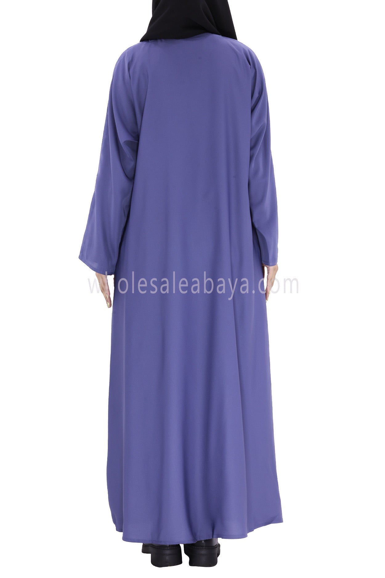 Plain Closed Abaya With A-Line Straight Cut Azure Blue