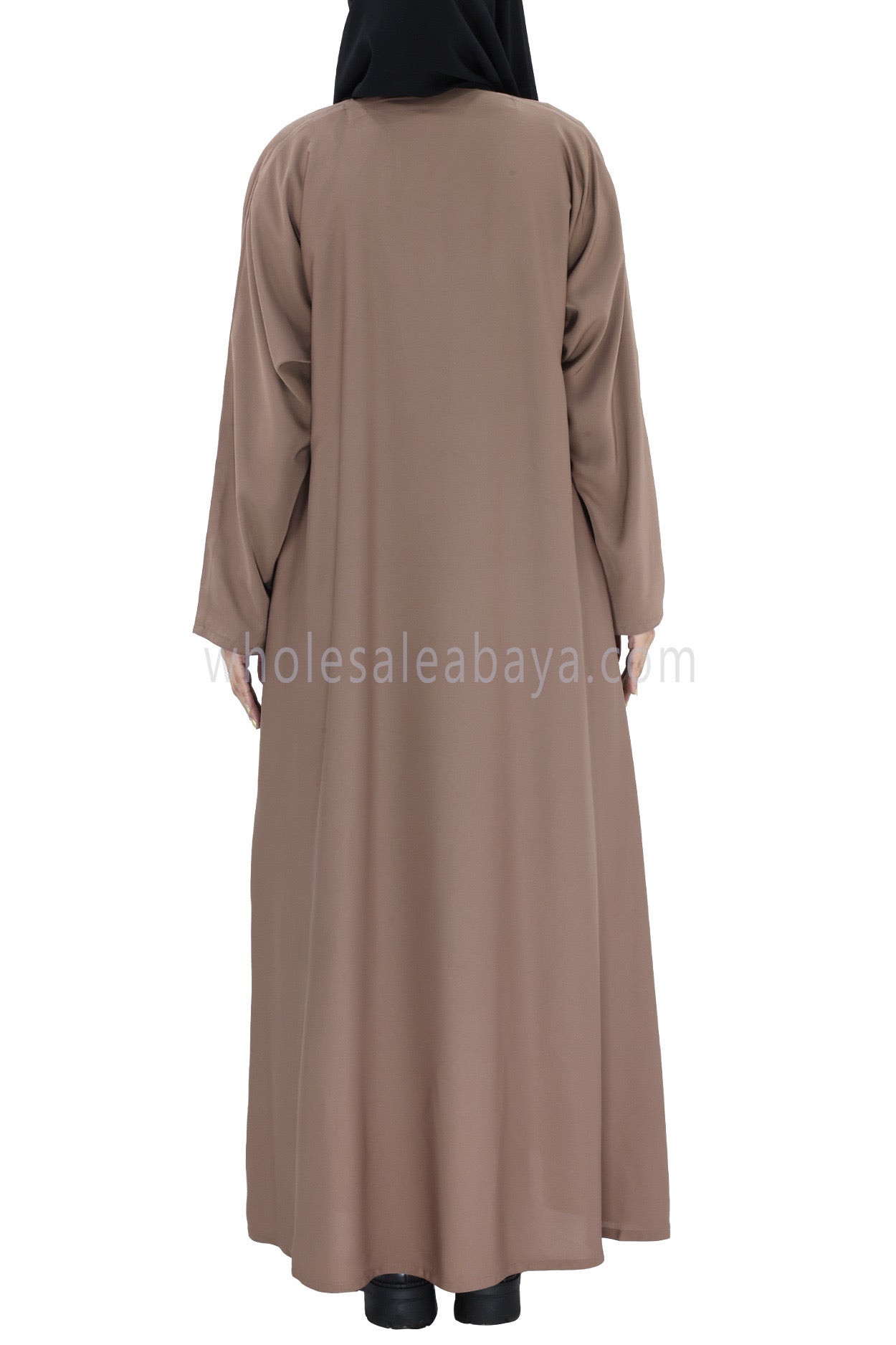 Plain Closed Abaya With A-Line Straight Cut Mocha Brown