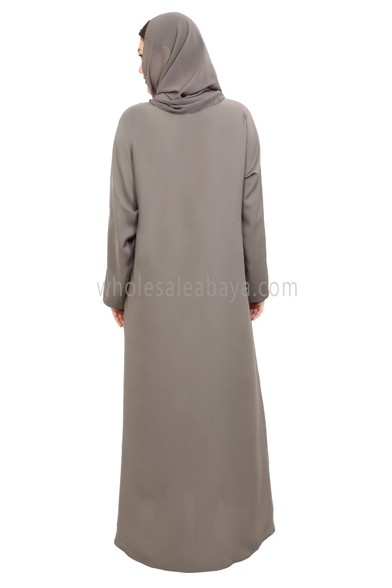 Plain Straight Cut Nida Abaya 30076 Light Grey