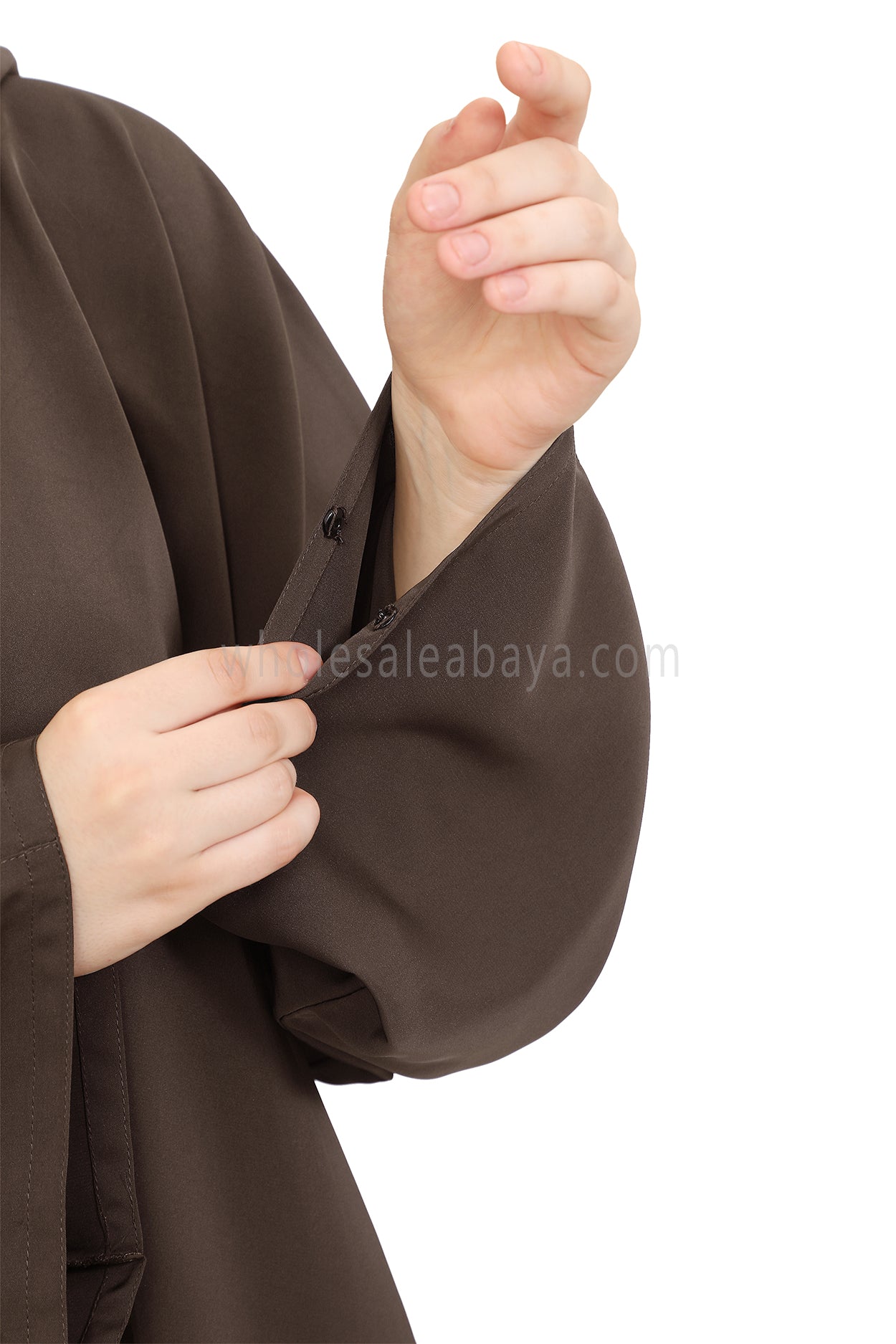 Plain Closed Abaya with Wide Sleeves 30418 Mink Brown