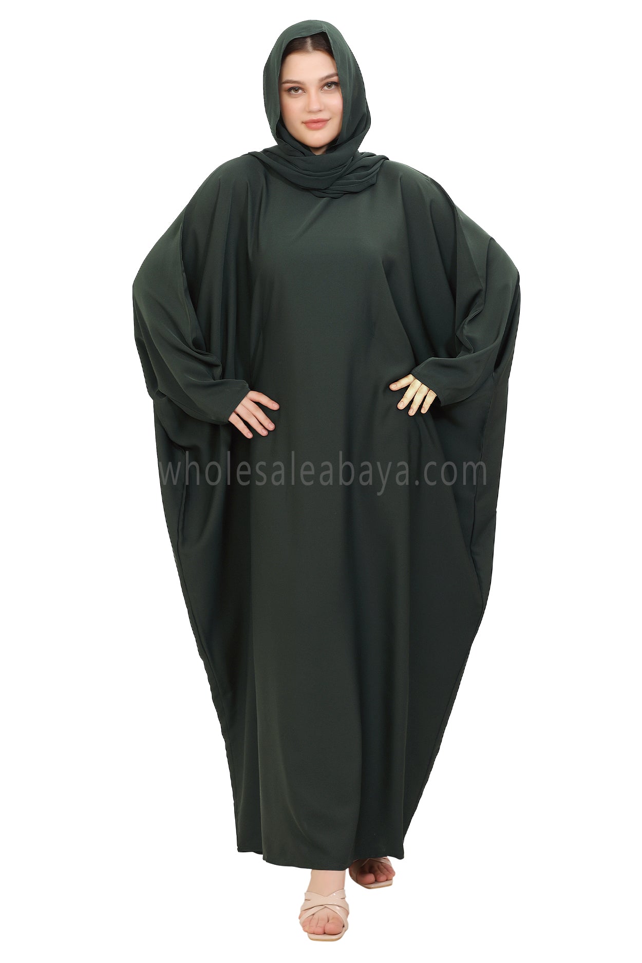 Plain Closed Butterfly Nida Abaya 30520 Emerald Green