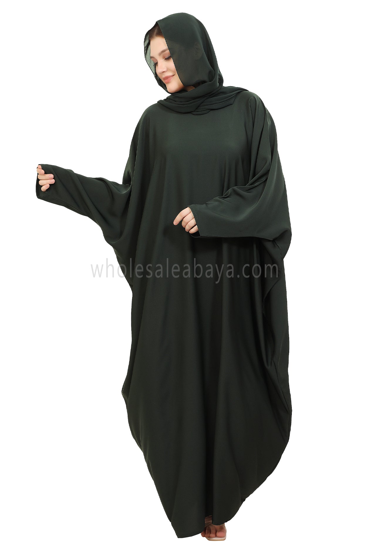 Plain Closed Butterfly Nida Abaya 30520 Emerald Green