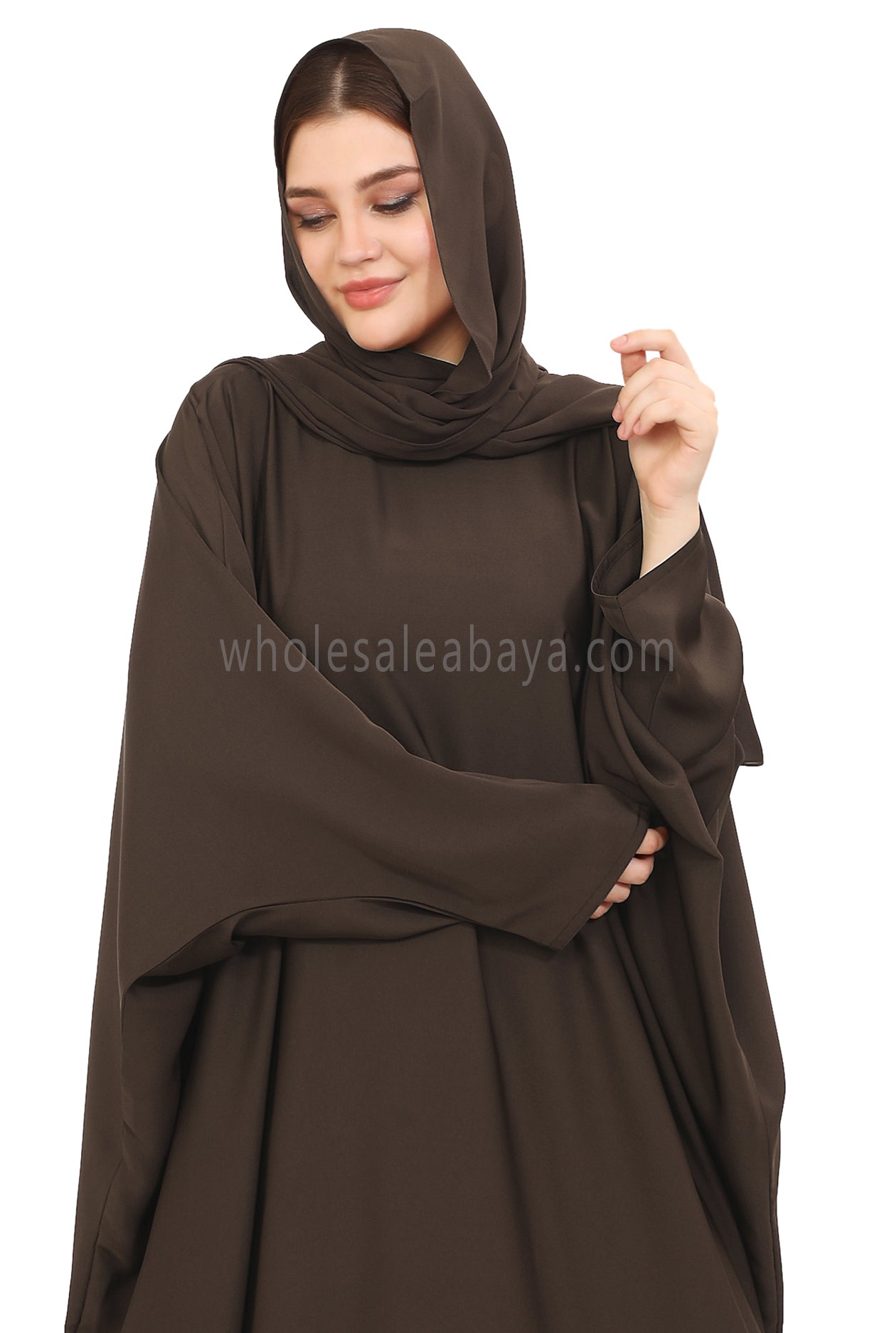 Plain Closed Butterfly Nida Abaya 30520 Mocha Brown