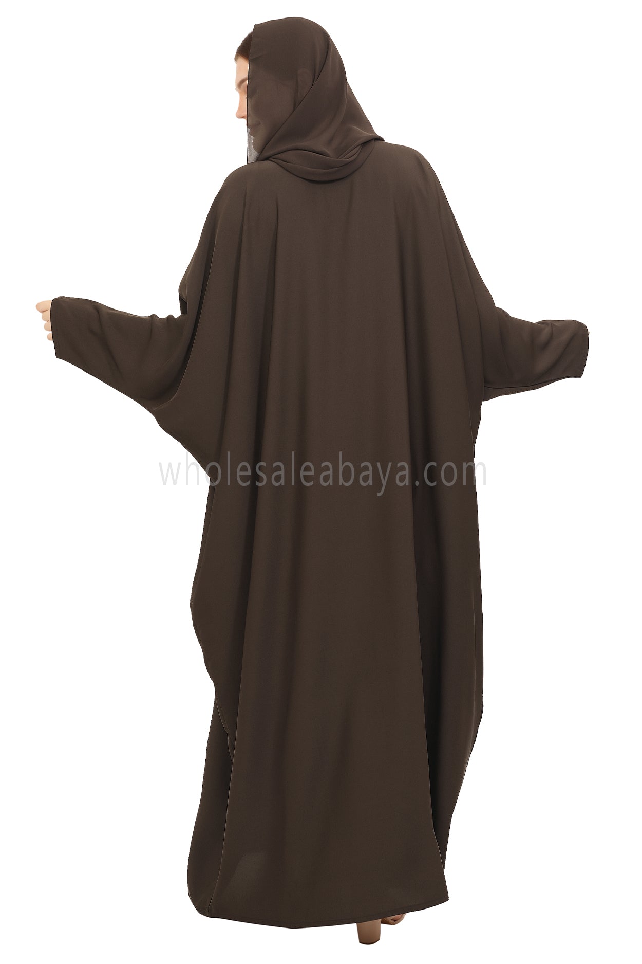 Plain Closed Butterfly Nida Abaya 30520 Mocha Brown