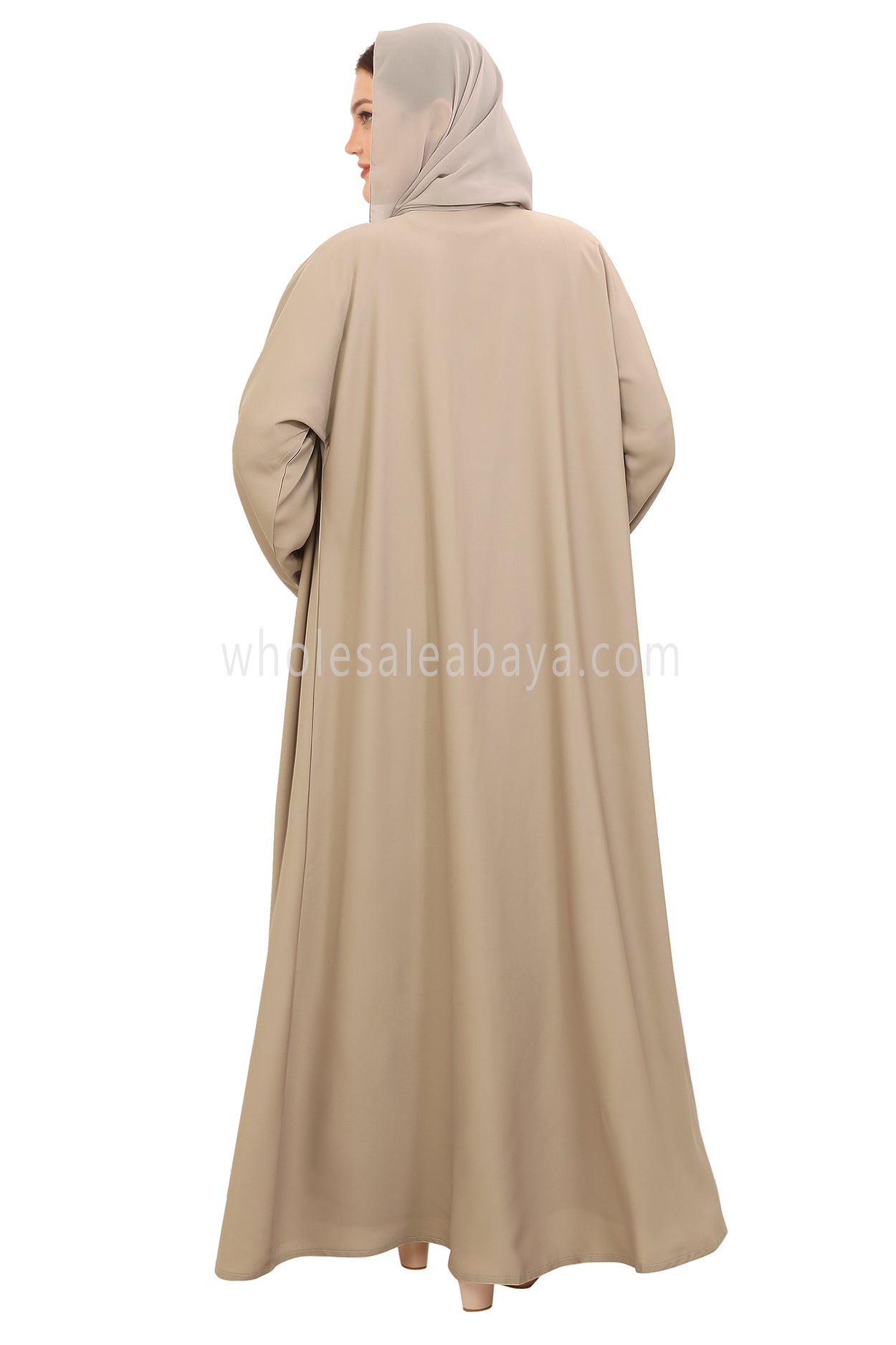 Front Open Nida Abaya with Buttons 30051 Cream