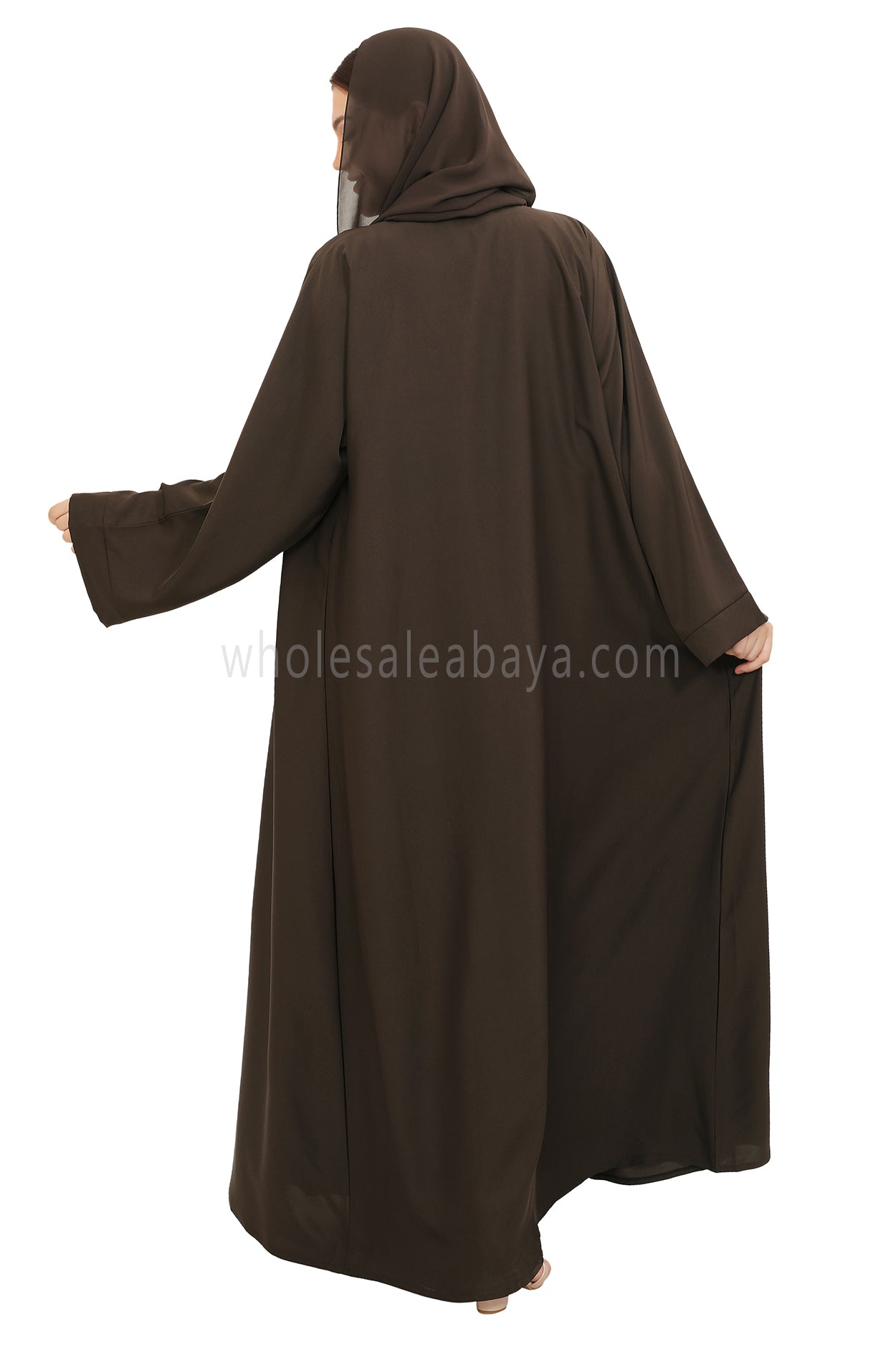 Front Open Nida Abaya with Buttons 30051 Mocha Brown