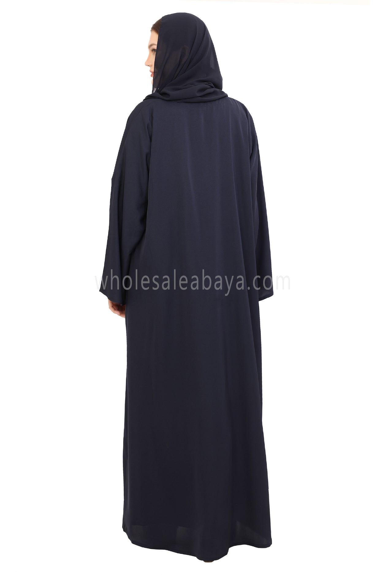 Front Open Nida Abaya With A Single Button 30051 Olive Green