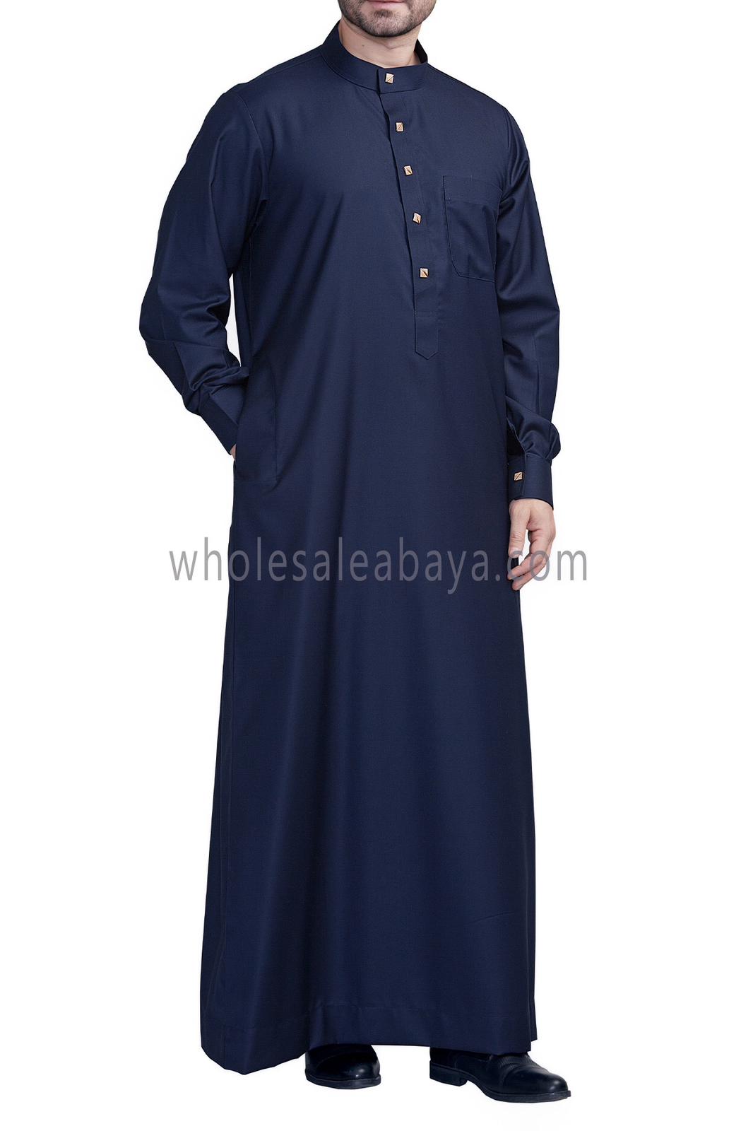 Plain Collar Thoube With Designer Buttons Navy Blue