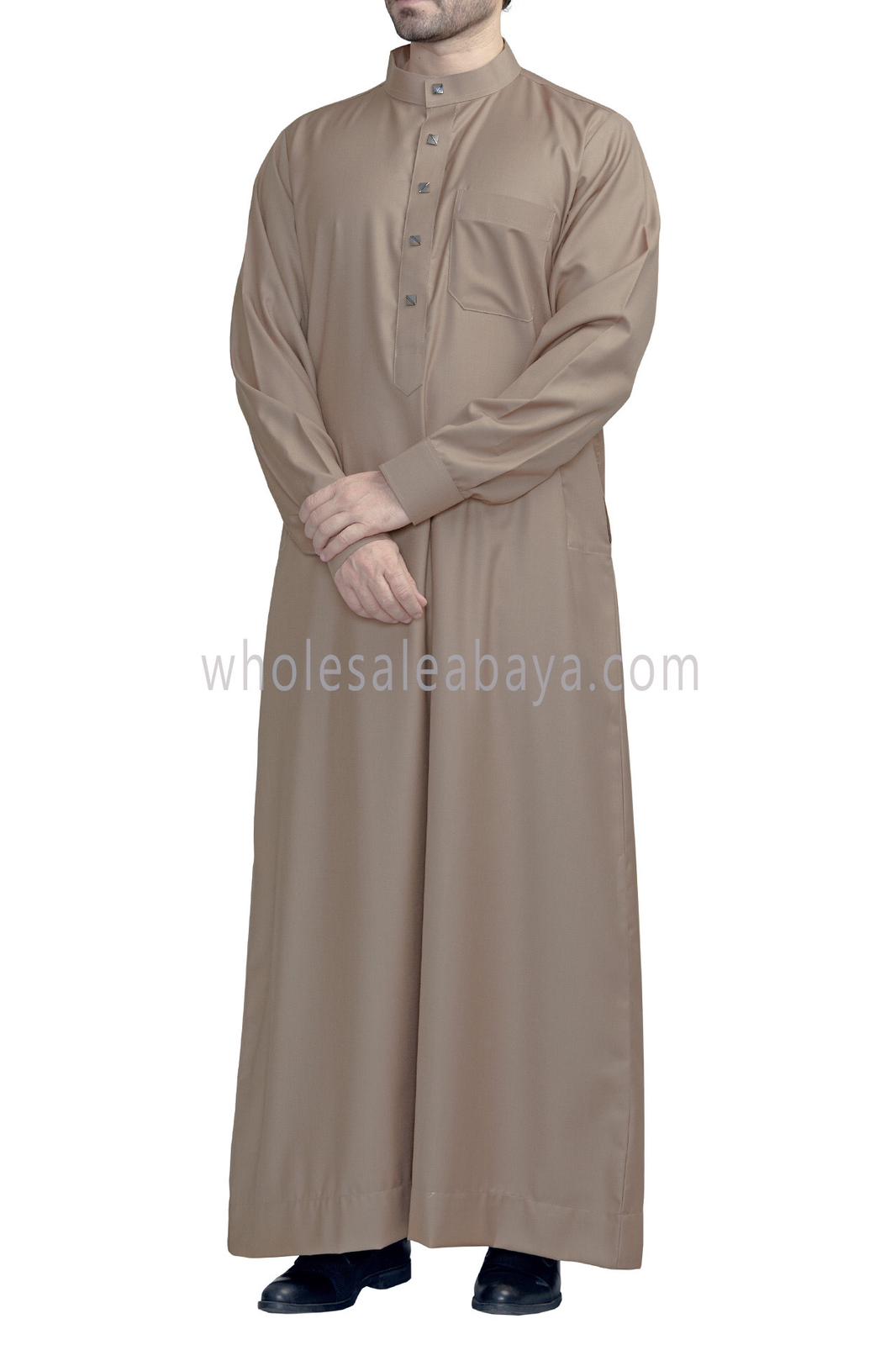 Plain Collar Thoube With Designer Buttons Caramel Brown Colour