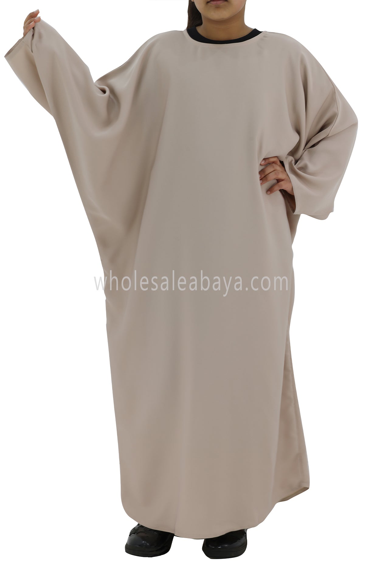 Girls PLain Closed Butterfly Abaya