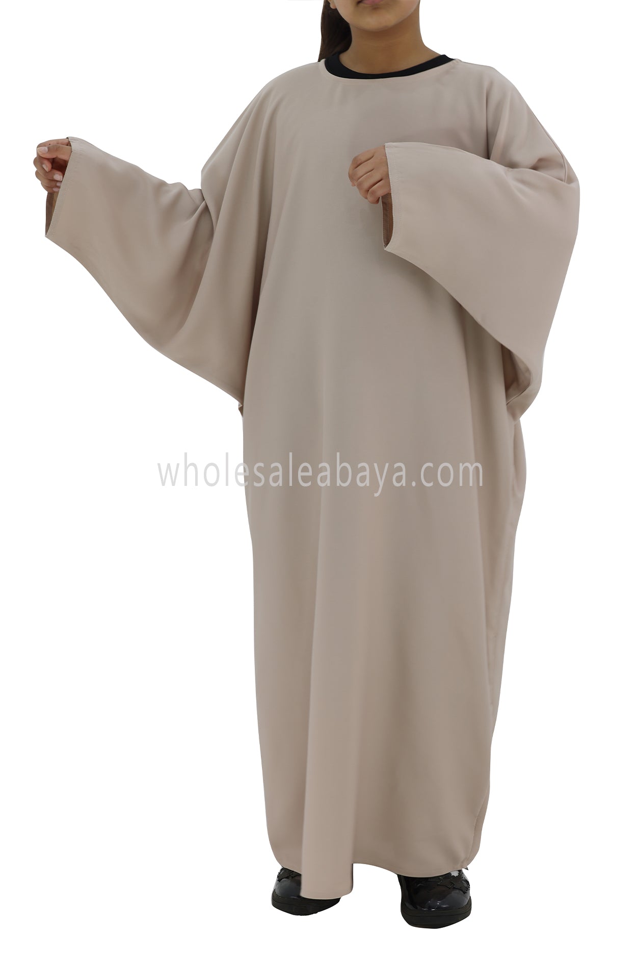 Girls PLain Closed Butterfly Abaya