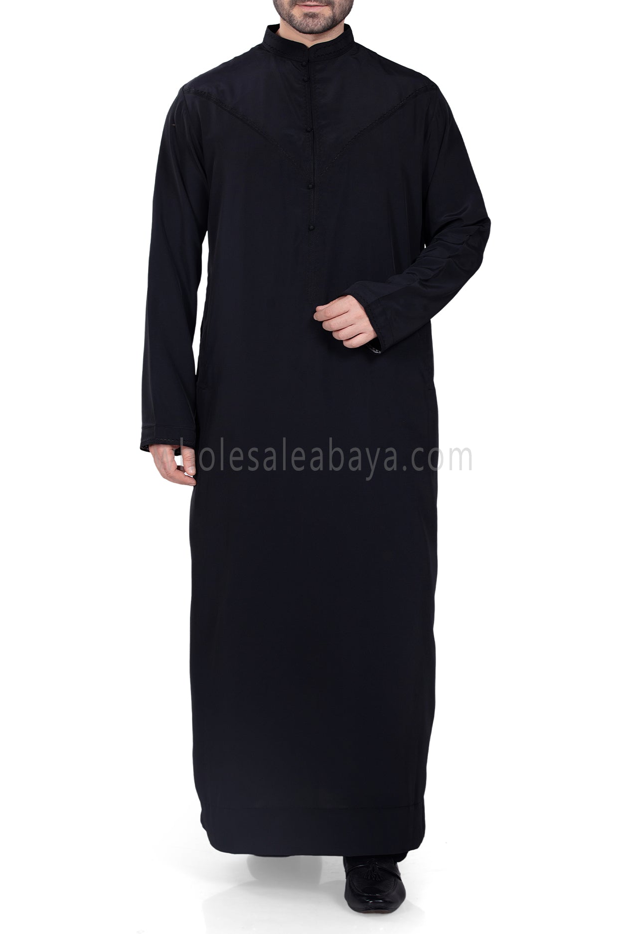 Premium Bahraini Style Men's Collar Thoube Black