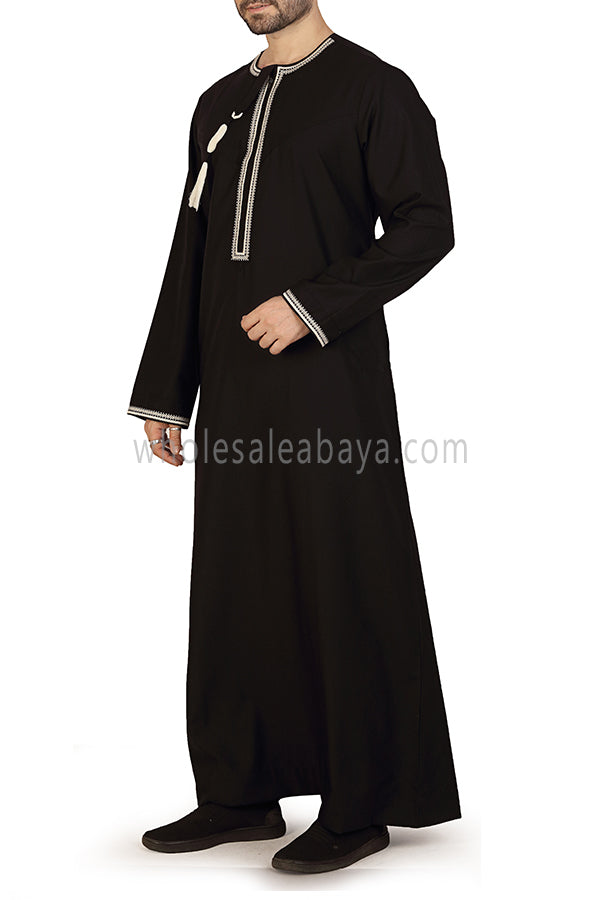 Embroidered Omani Thoube 90049 RL12 Black