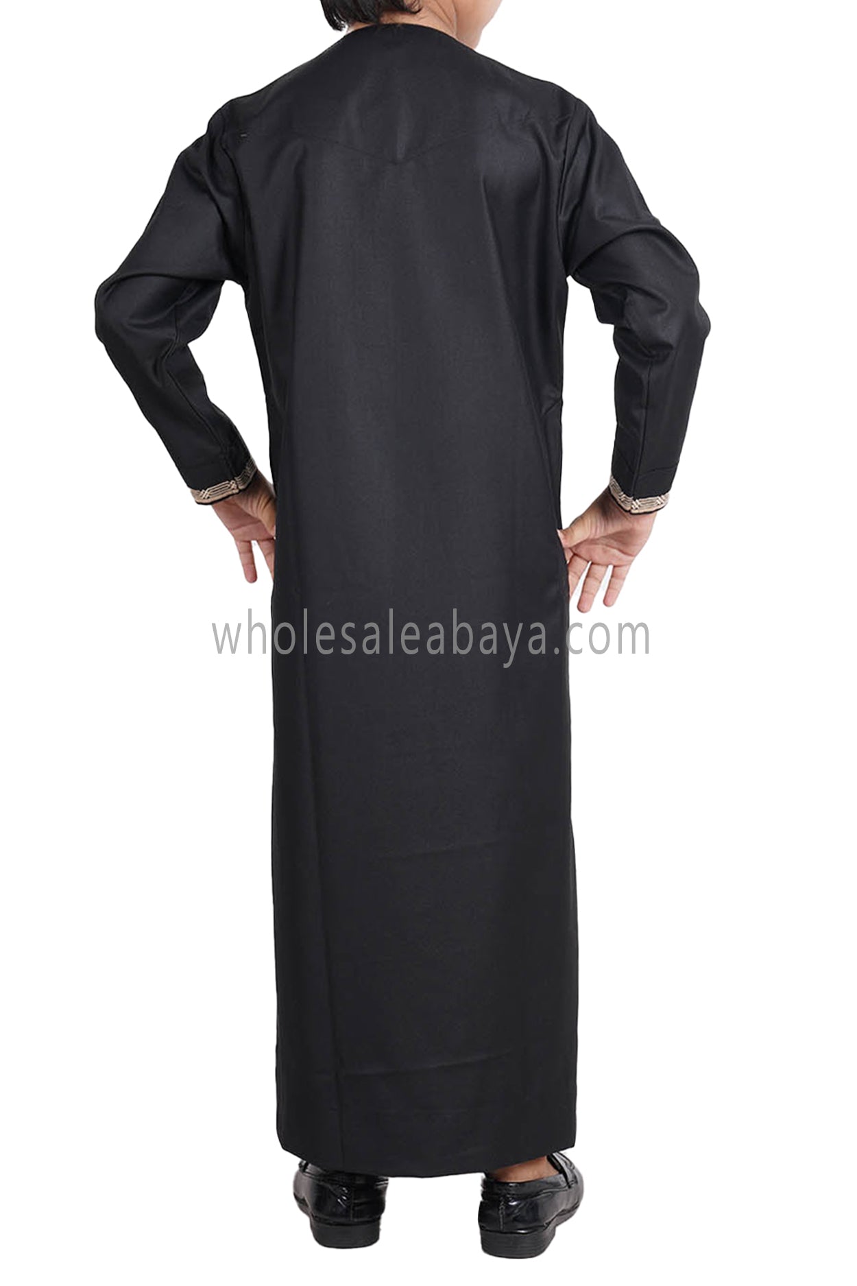 Boy's Omani Thoube With Designer Embroidery and Tassel Black