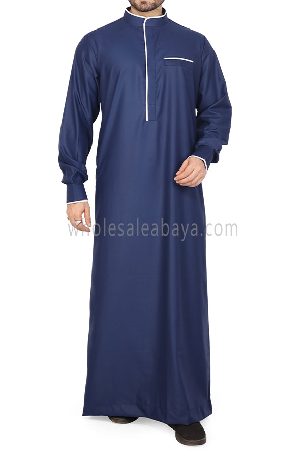 Men's Stylish Collar Thoube 90051 Navy Blue