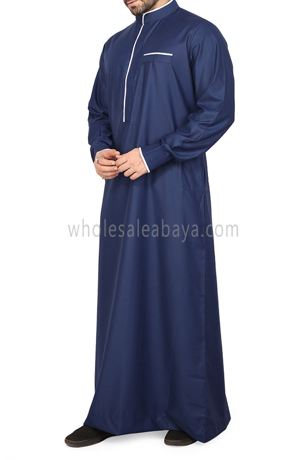 Men's Stylish Collar Thoube 90051 Navy Blue