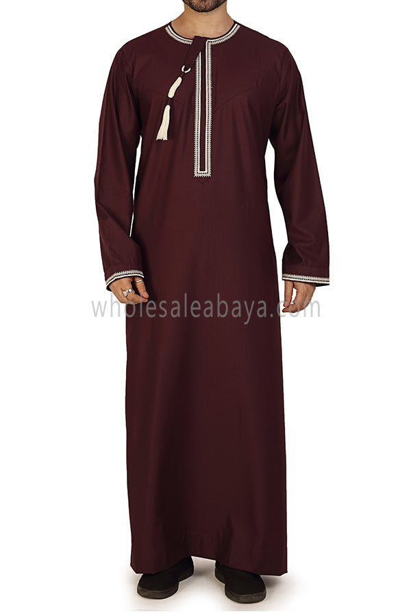 Embroidered Omani Thoube 90049 RL7 Burgundy