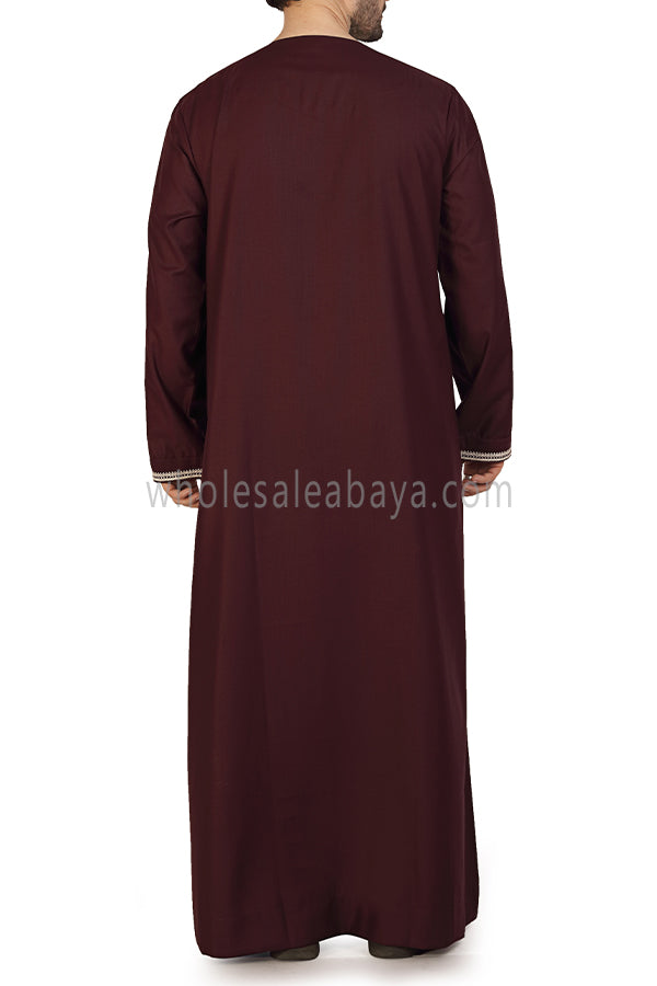 Embroidered Omani Thoube 90049 RL7 Burgundy