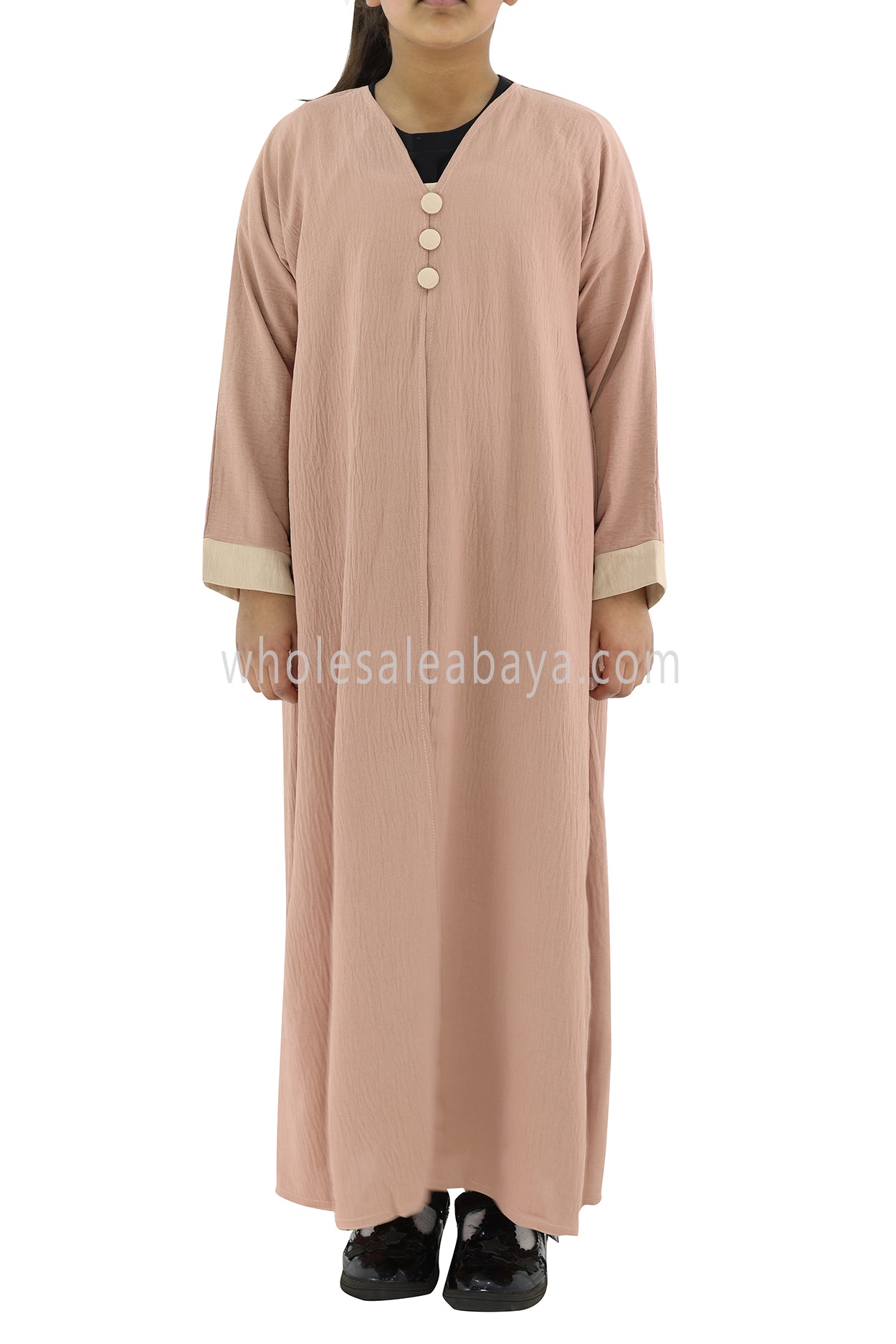 Girls 2 IN 1 Front Open Abaya With attached Inner Slip Dress