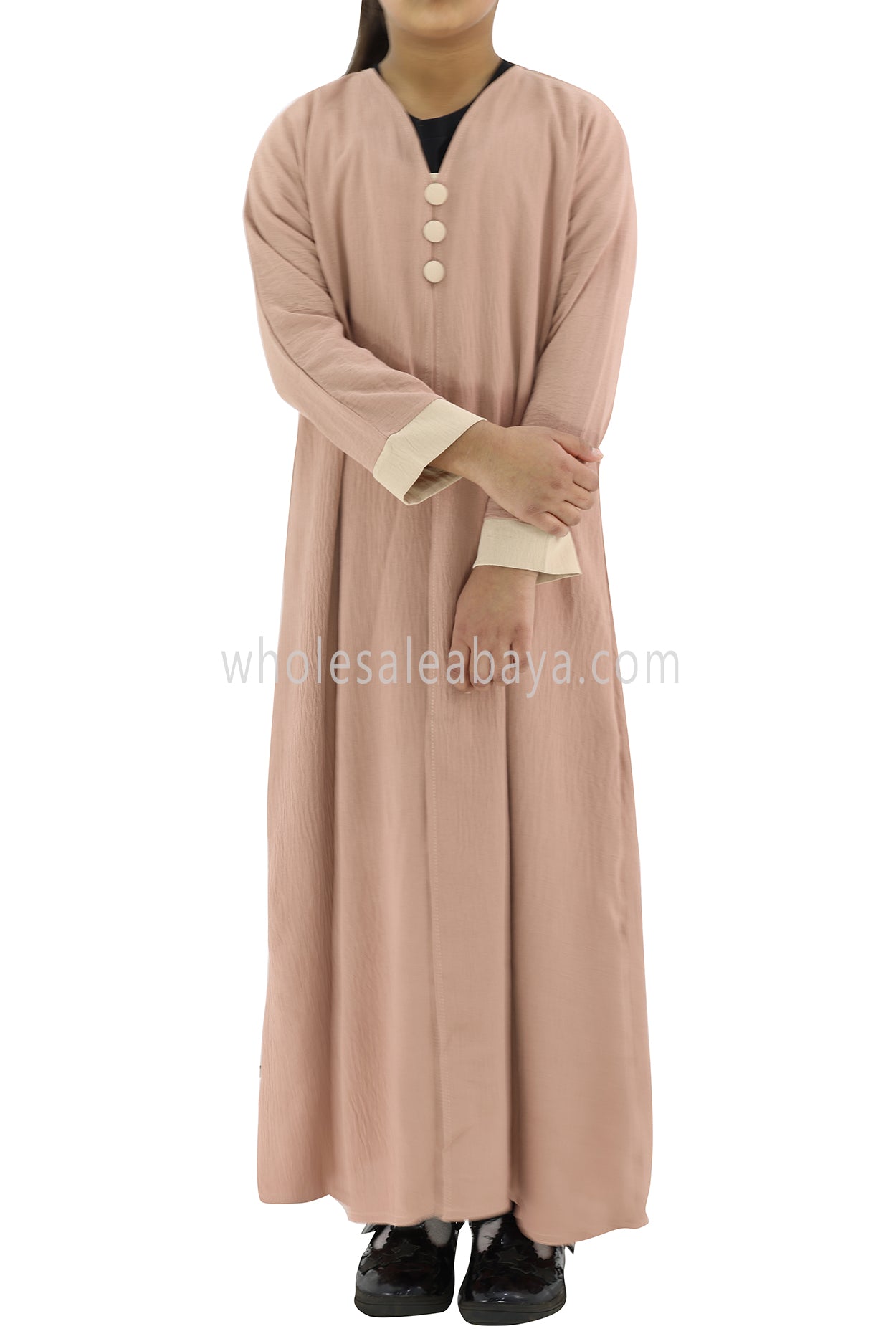Girls 2 IN 1 Front Open Abaya With attached Inner Slip Dress