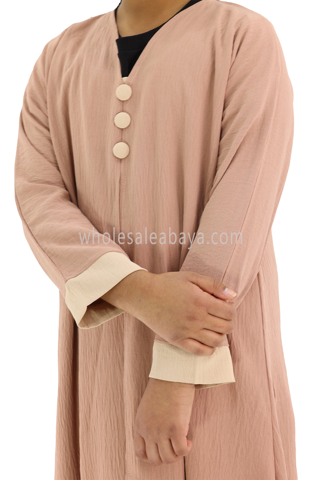 Girls 2 IN 1 Front Open Abaya With attached Inner Slip Dress
