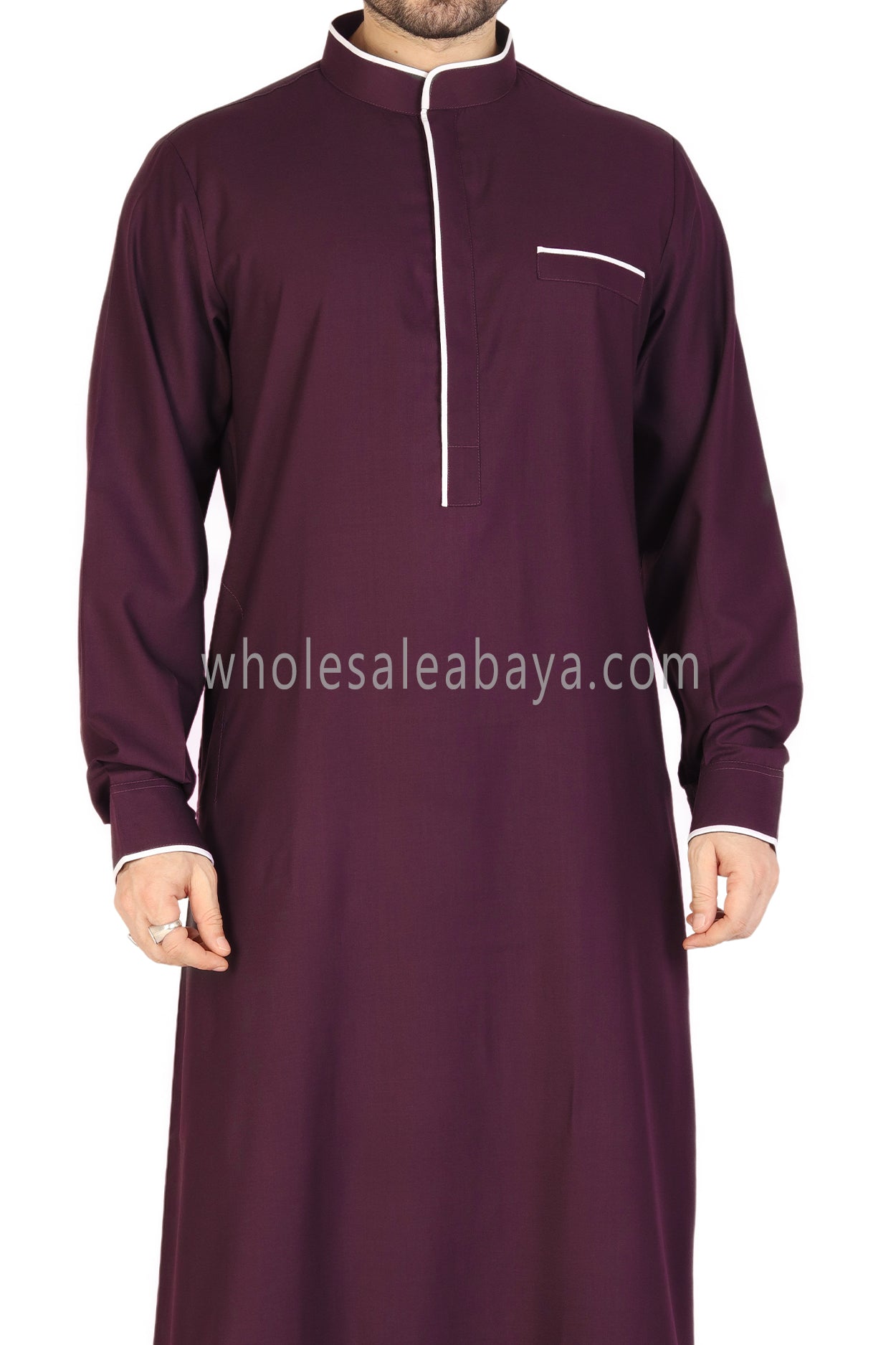 Men's Piping Collar Thoube Burgundy