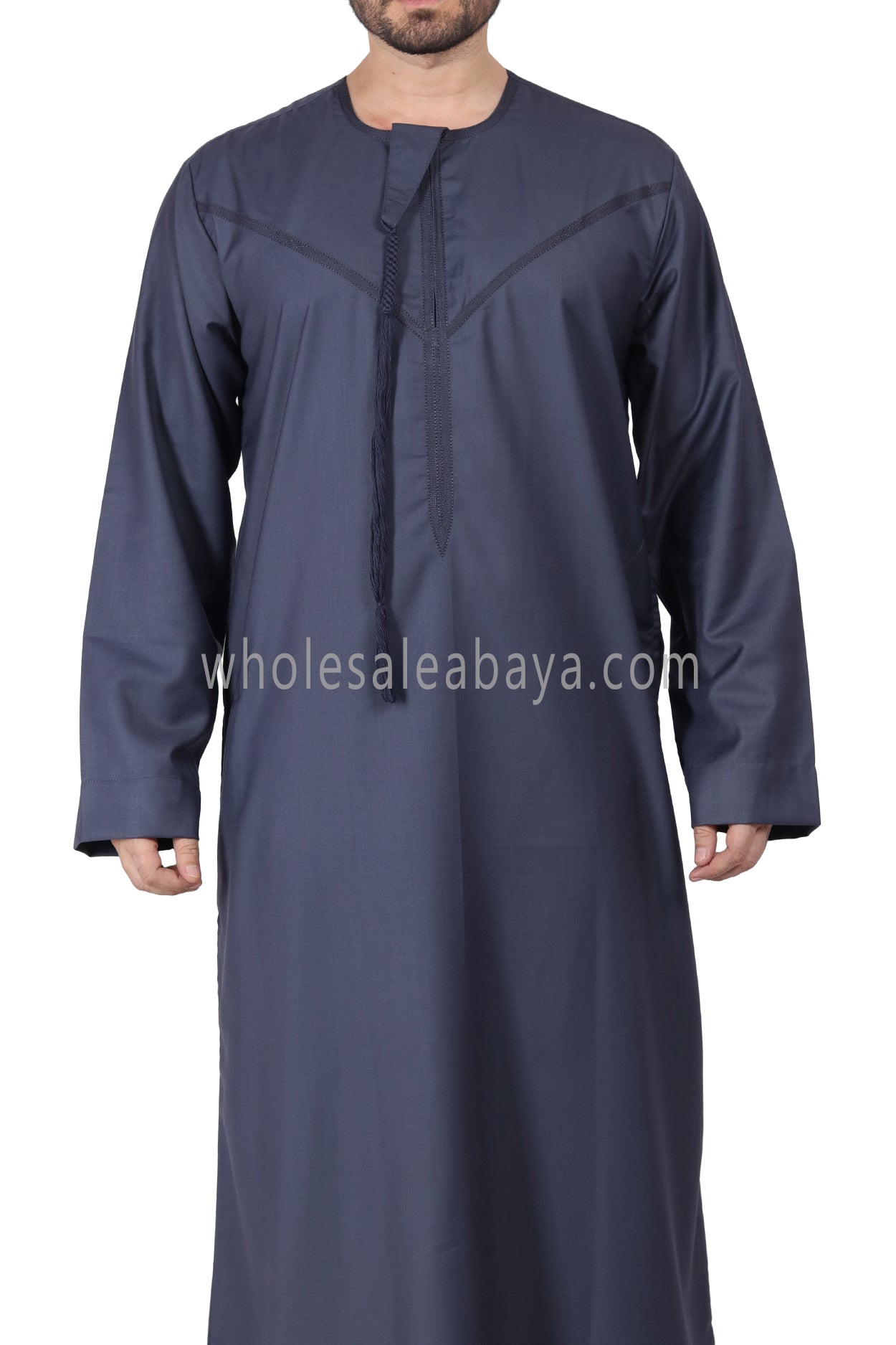 Premium Omani Thoube with Zip and Designer Tassel Charcoal Grey