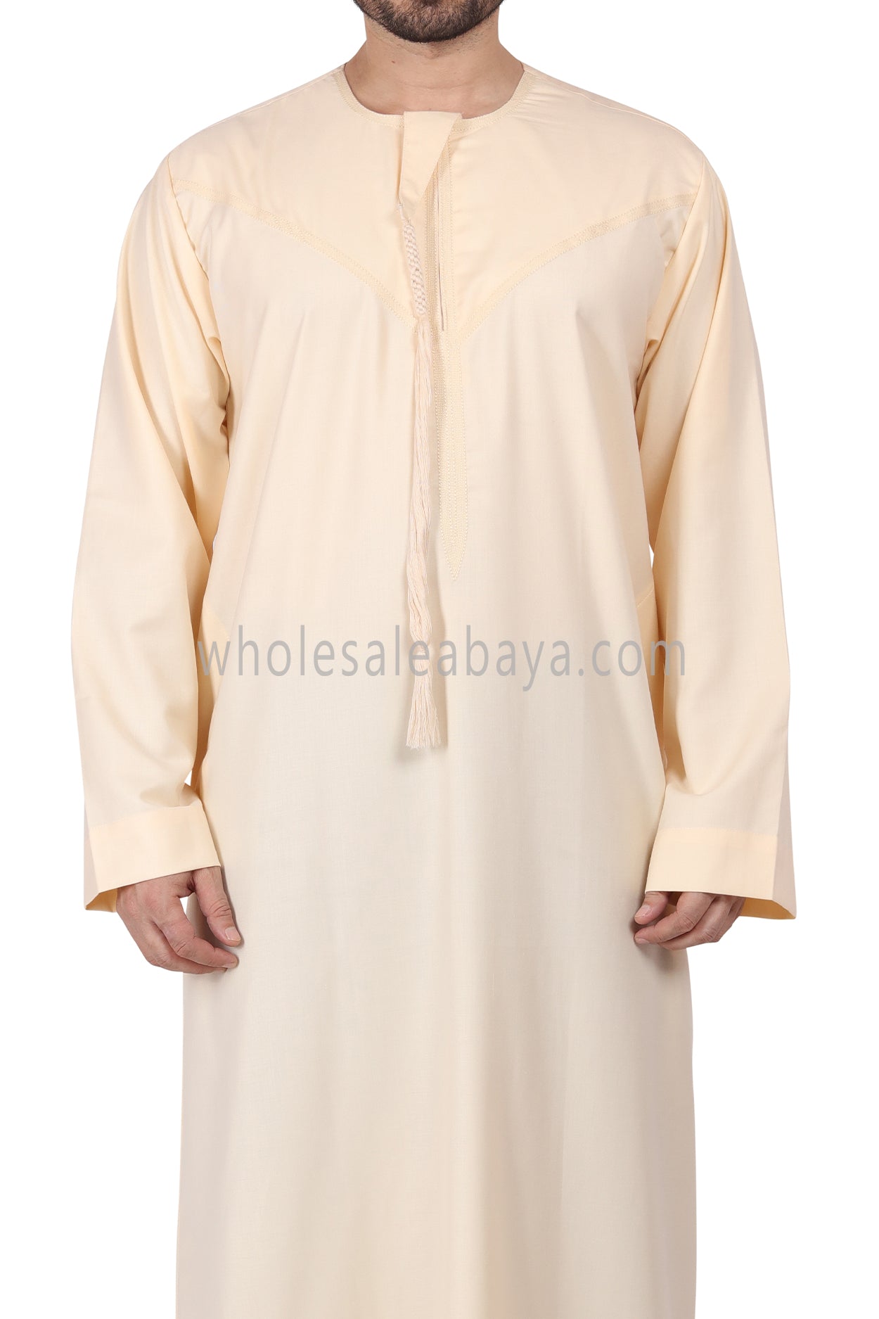 Premium Omani Thoube with Zip and Designer Tassel Cream Colour