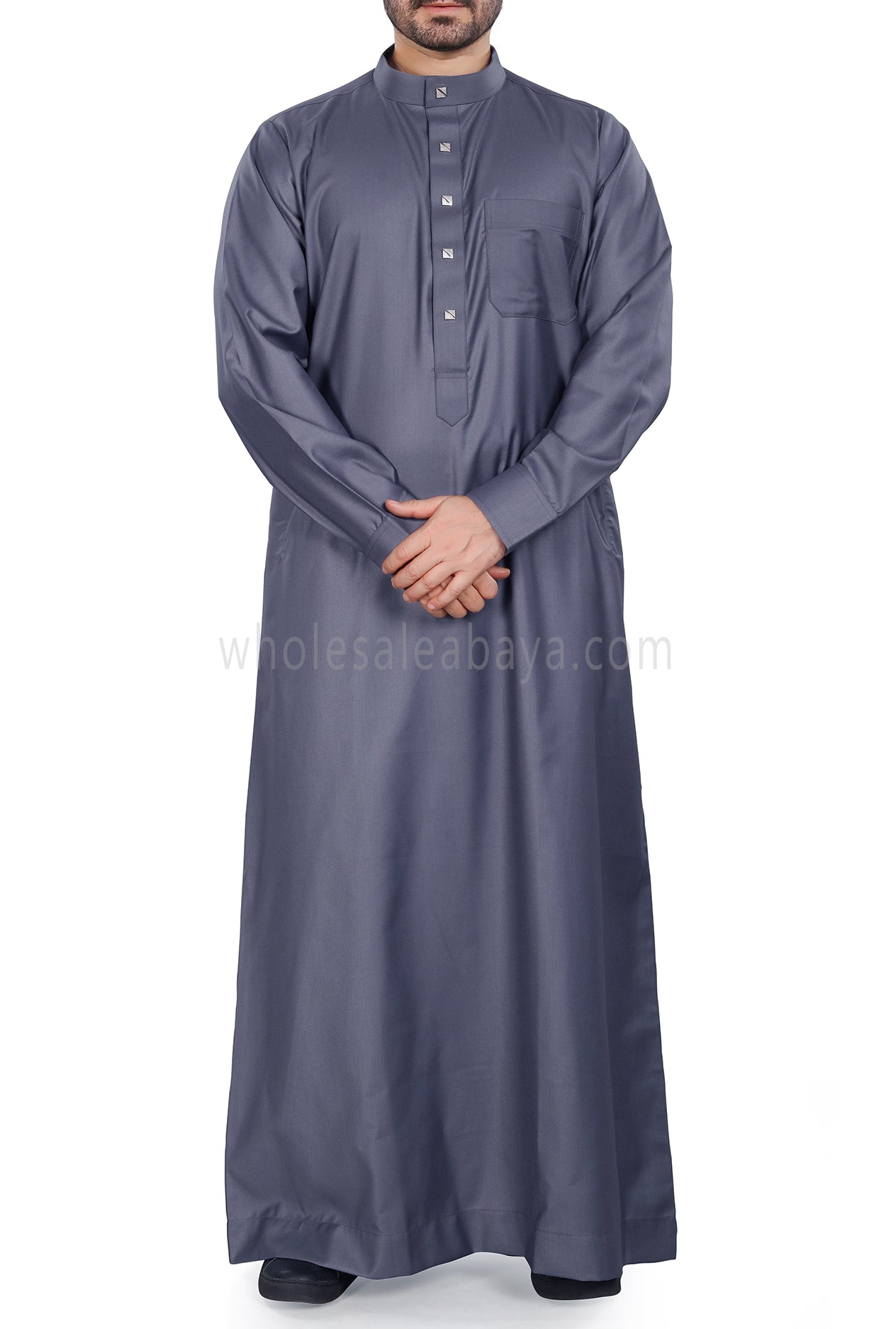 Plain Collar Thoube With Designer Buttons Dark Grey