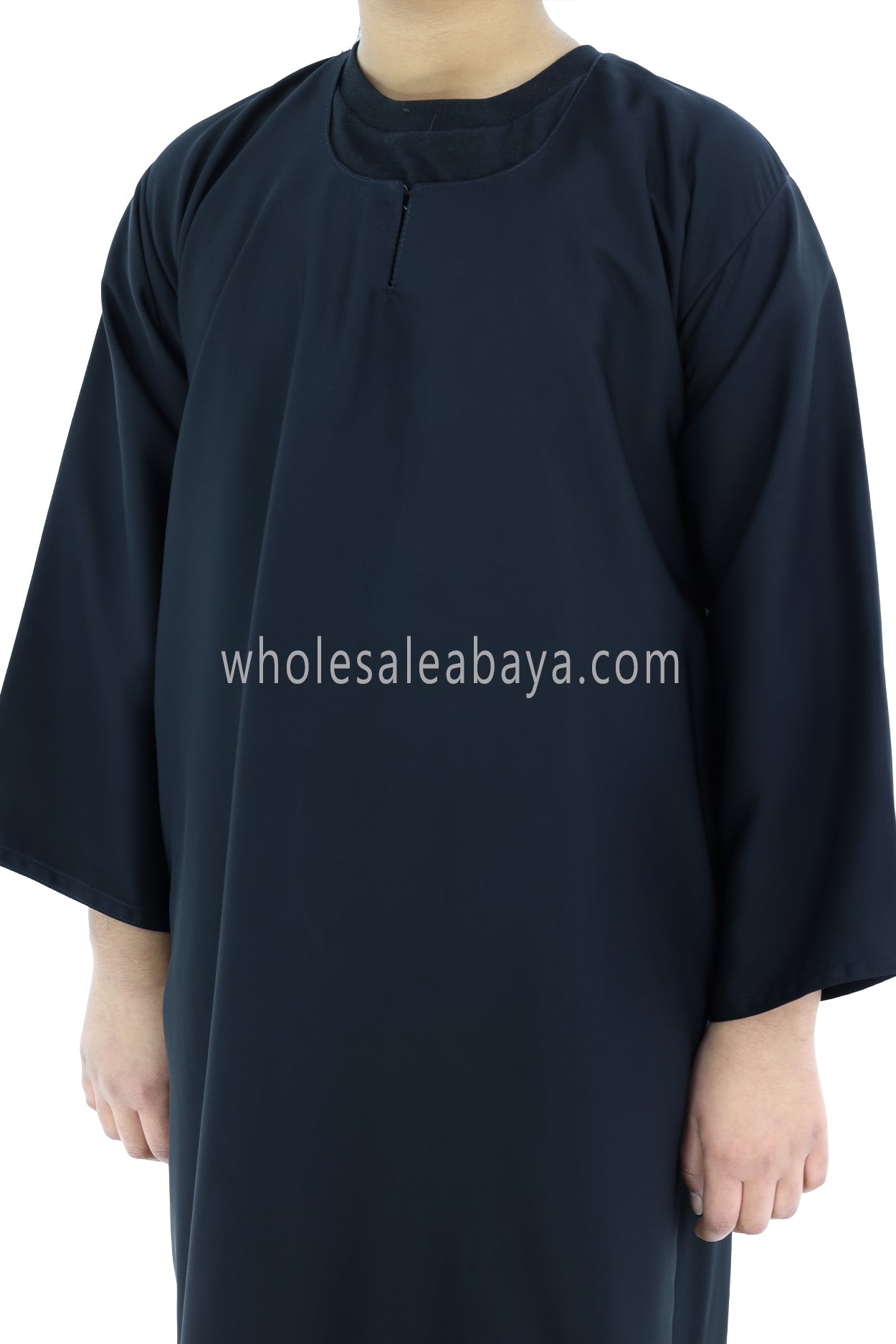 Girls Closed Plain Abaya With Straight Cut Black