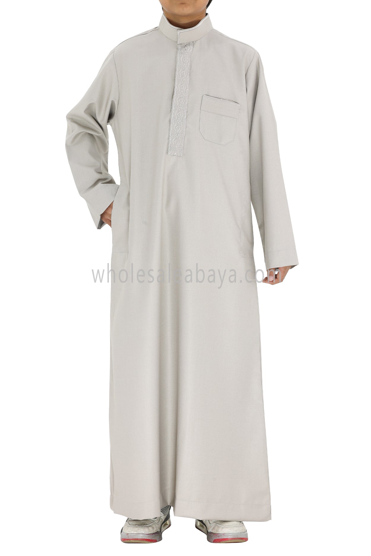 Boy's Elegant Collar Thoube With Embroidery Beige