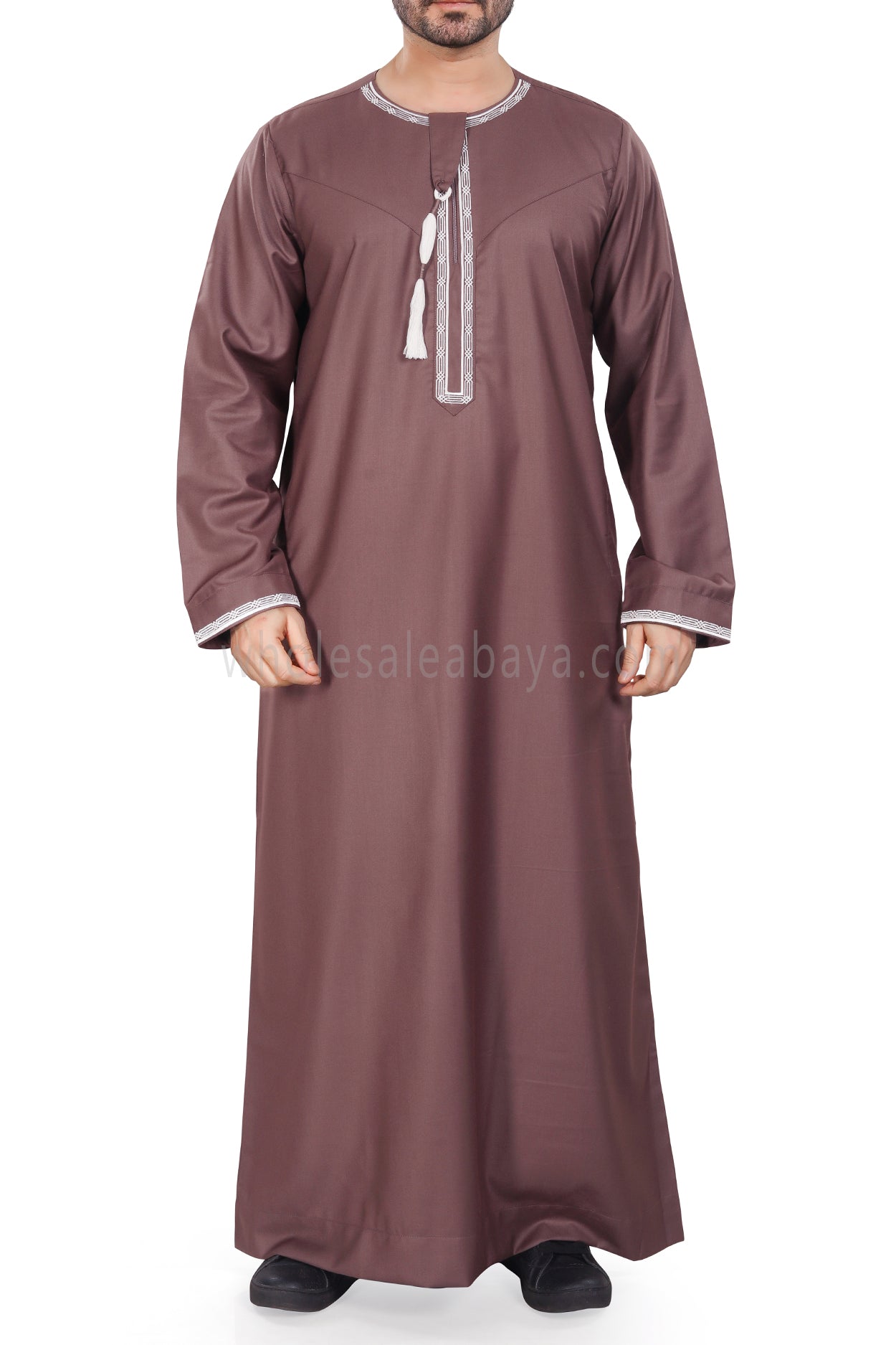 Premium Embroidered Omani Tassel Ash Brown