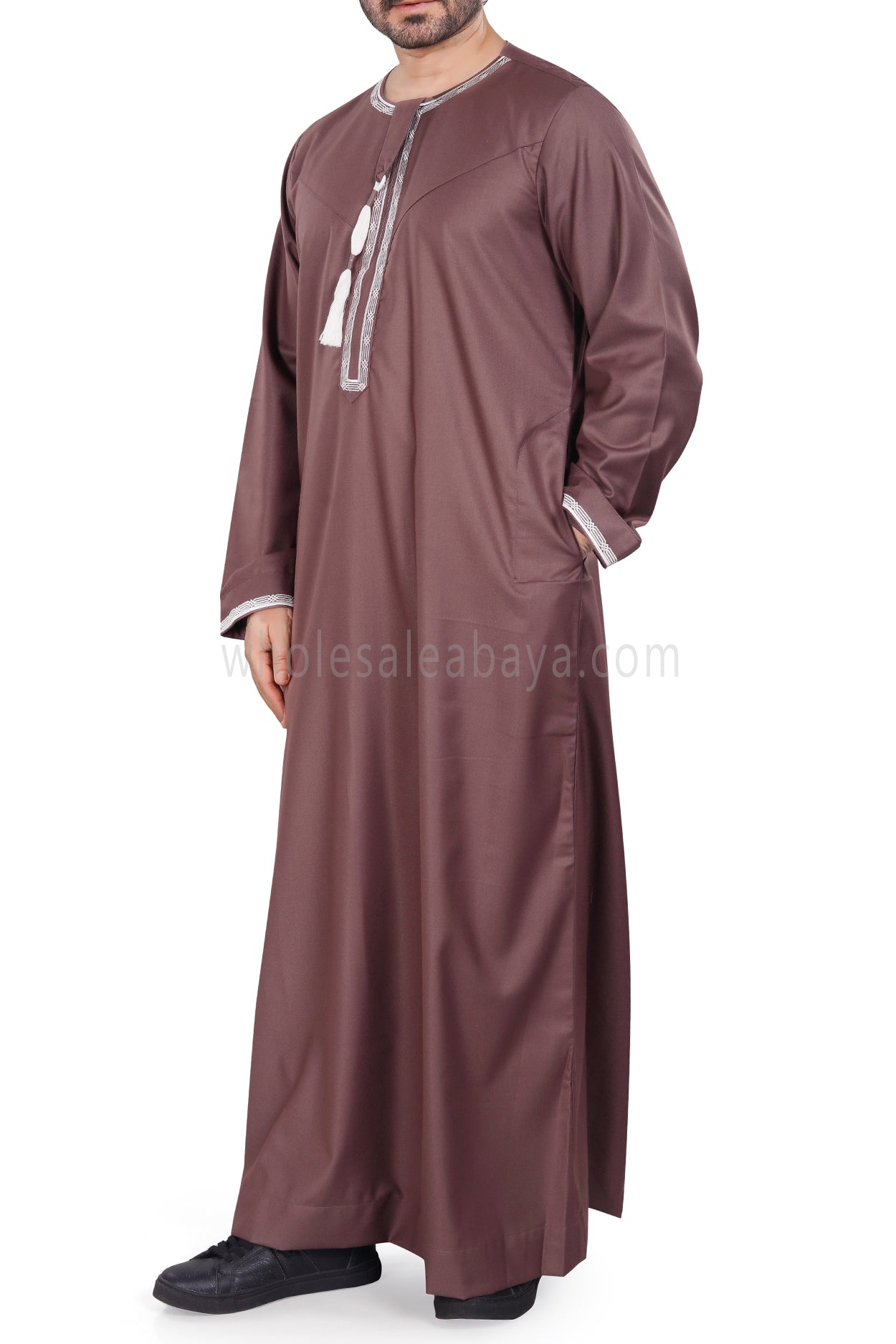 Premium Embroidered Omani Tassel Ash Brown